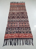 Vintage Indonesian Handwoven Sumba Ikat Vertical Seam Wall Tapestry 244x104cm