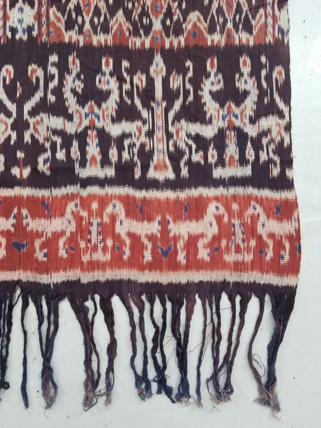 Vintage Indonesian Handwoven Sumba Ikat Vertical Seam Wall Tapestry 244x104cm