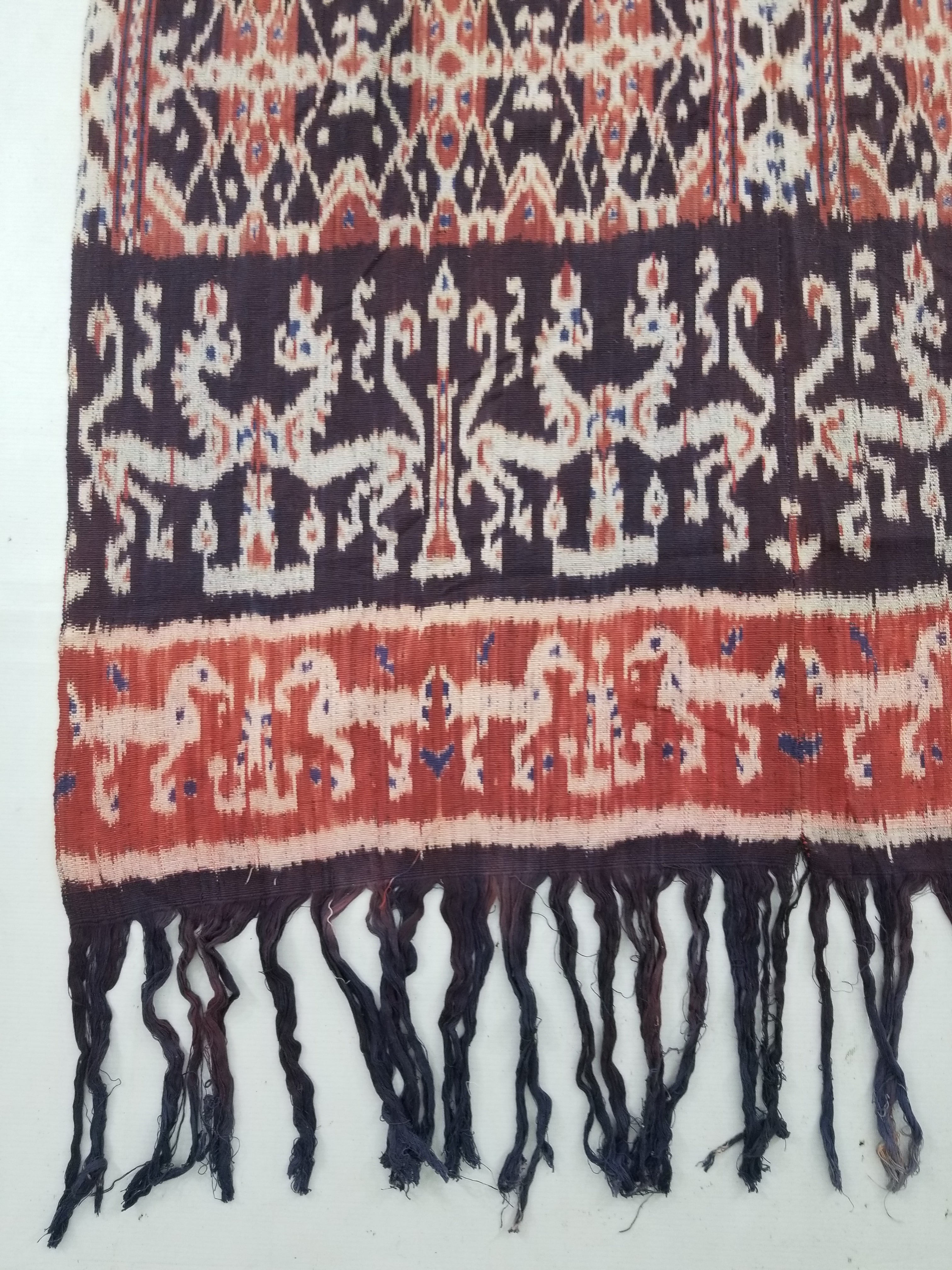 Vintage Indonesian Handwoven Sumba Ikat Vertical Seam Wall Tapestry 244x104cm