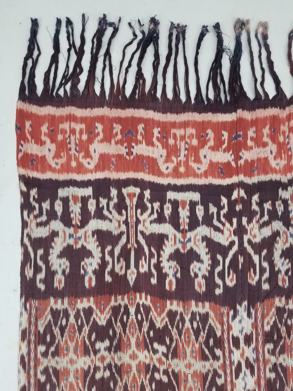 Vintage Indonesian Handwoven Sumba Ikat Vertical Seam Wall Tapestry 244x104cm