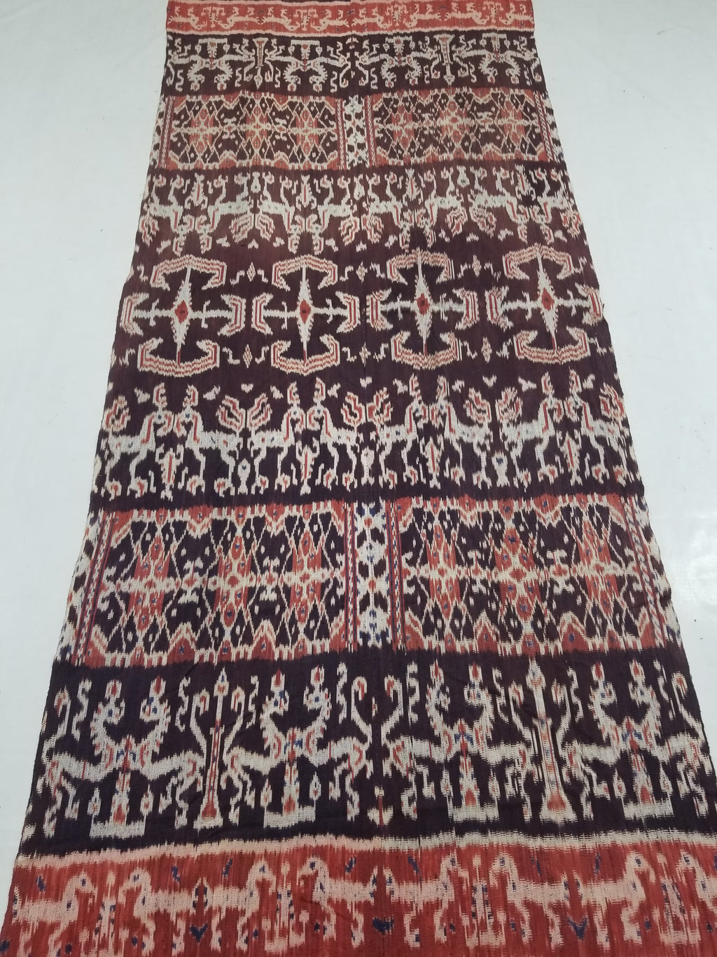 Vintage Indonesian Handwoven Sumba Ikat Vertical Seam Wall Tapestry 244x104cm