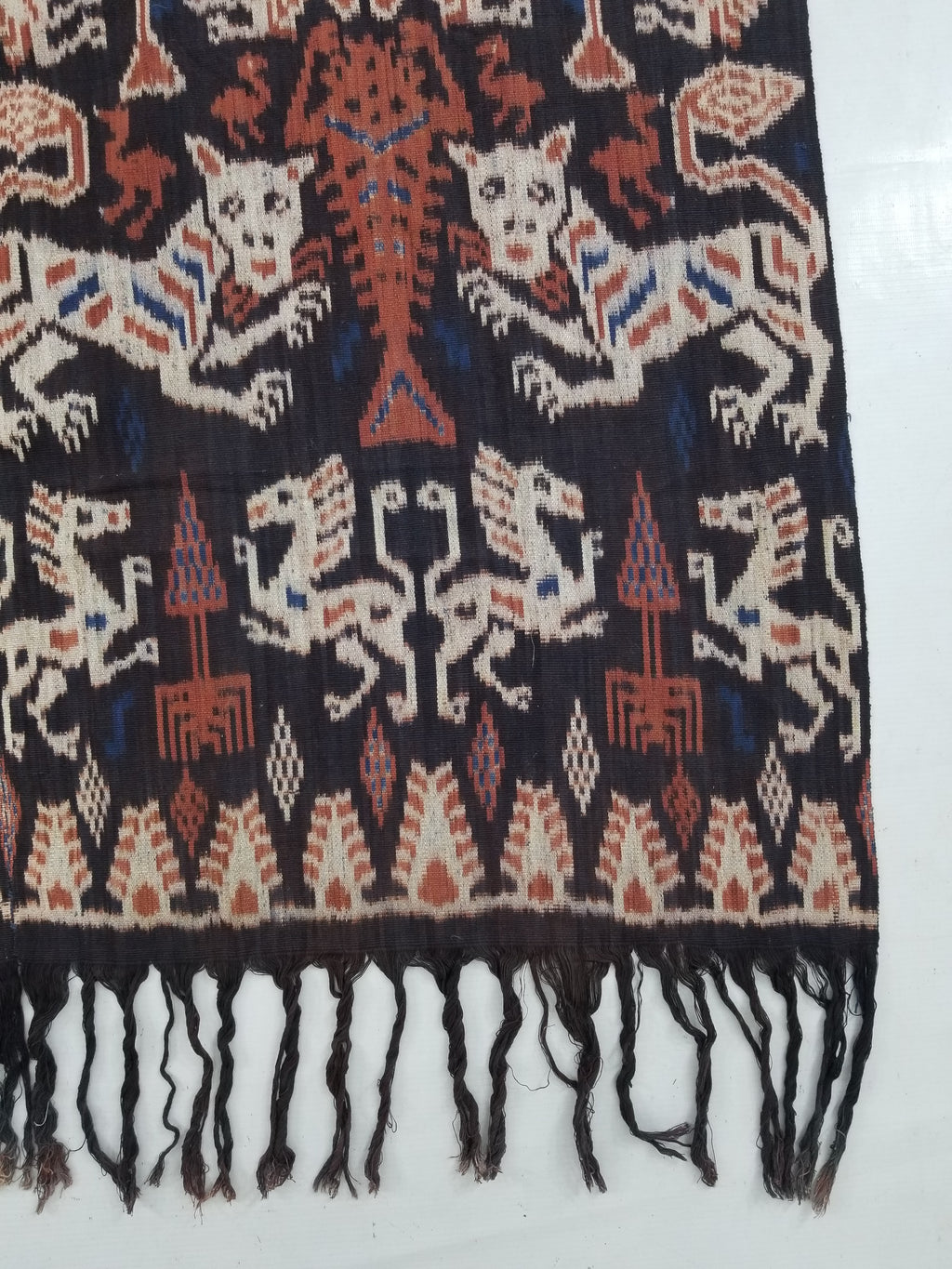 Vintage Indonesian Handwoven Sumba Ikat Vertical Seam Wall Tapestry 217x109cm