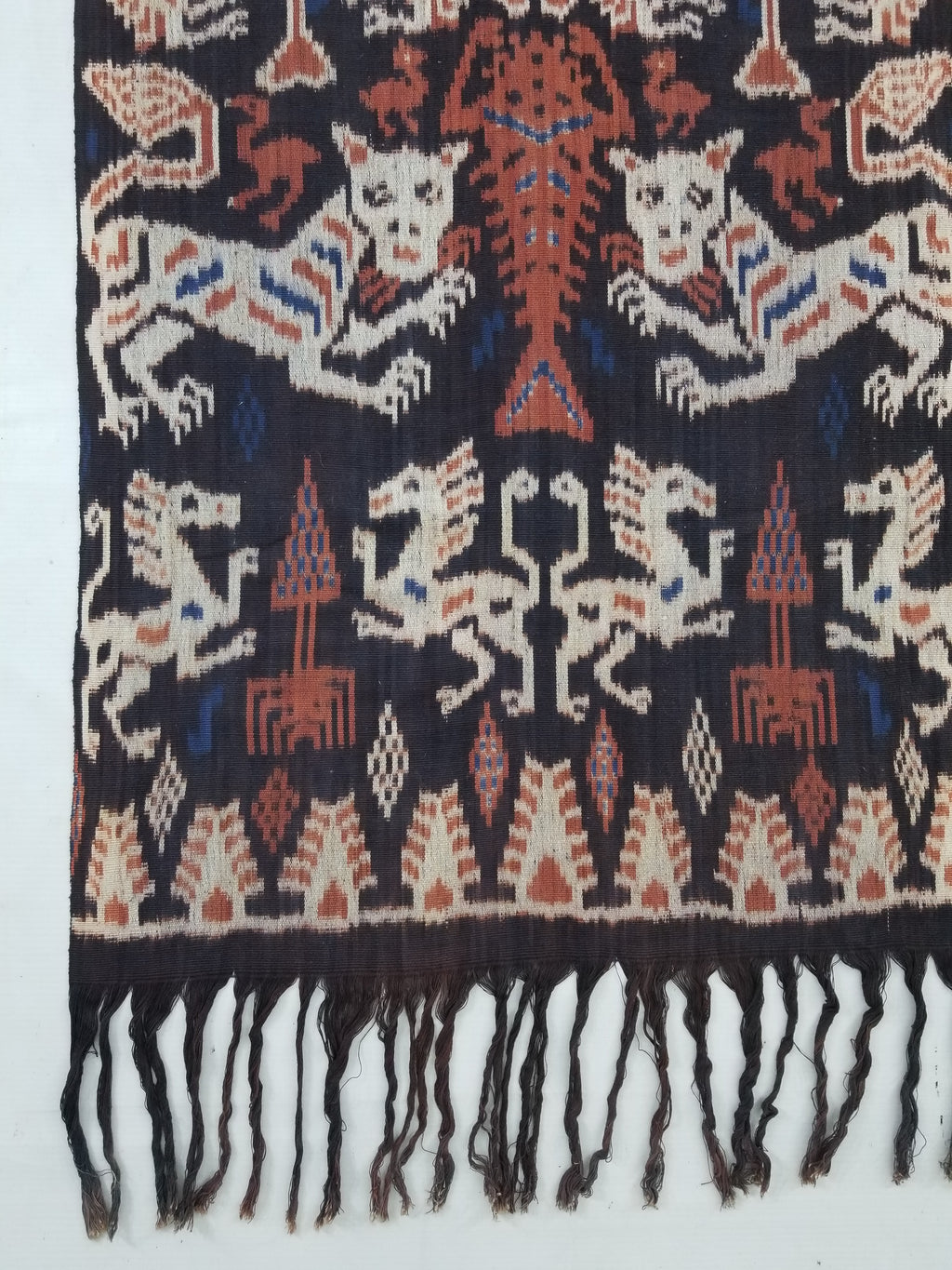 Vintage Indonesian Handwoven Sumba Ikat Vertical Seam Wall Tapestry 217x109cm