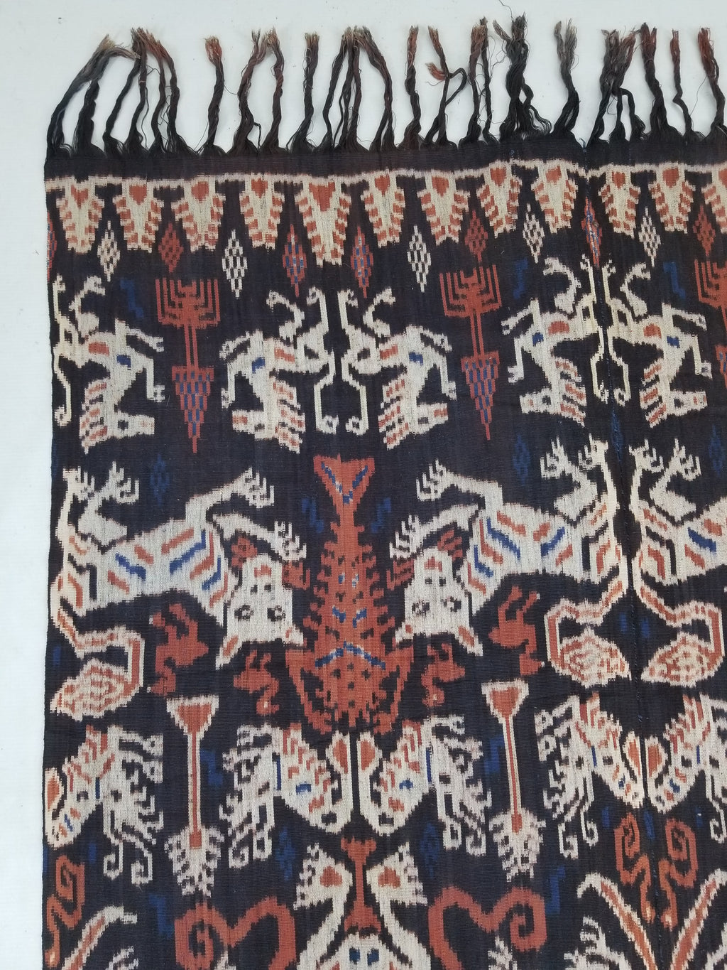 Vintage Indonesian Handwoven Sumba Ikat Vertical Seam Wall Tapestry 217x109cm
