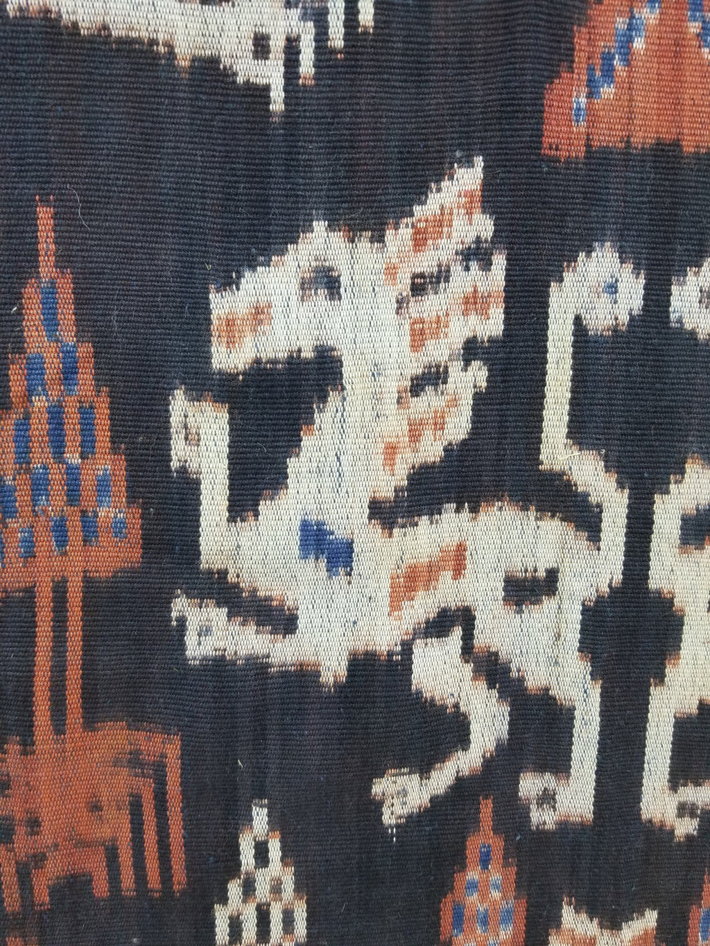 Vintage Indonesian Handwoven Sumba Ikat Vertical Seam Wall Tapestry 217x109cm