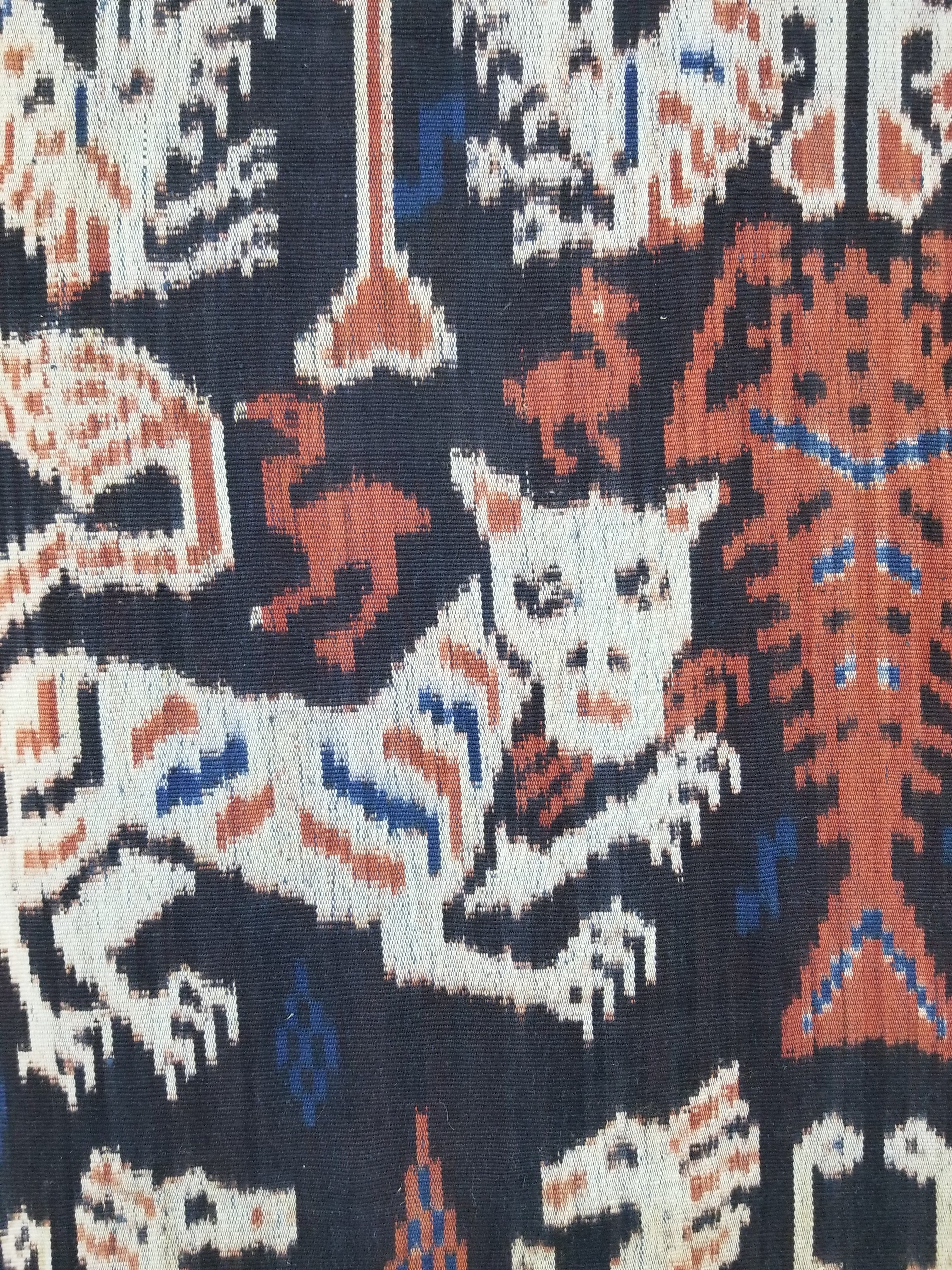 Vintage Indonesian Handwoven Sumba Ikat Vertical Seam Wall Tapestry 217x109cm
