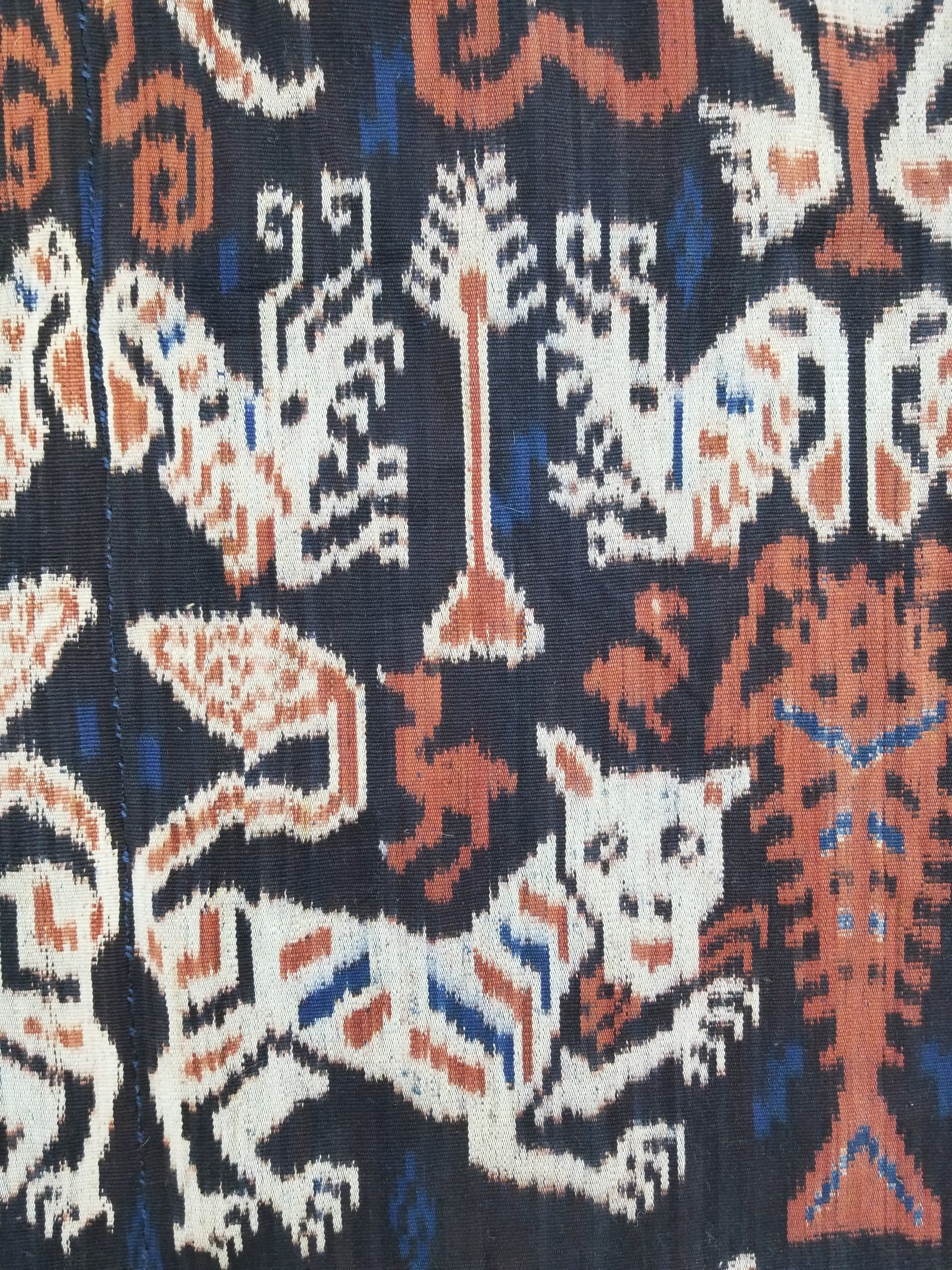 Vintage Indonesian Handwoven Sumba Ikat Vertical Seam Wall Tapestry 217x109cm