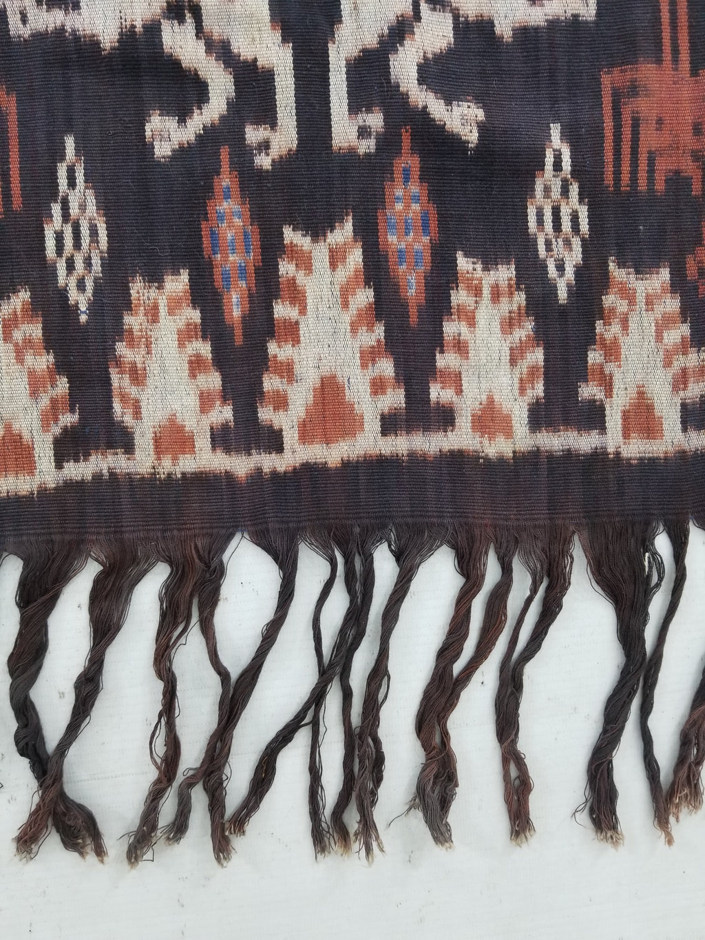 Vintage Indonesian Handwoven Sumba Ikat Vertical Seam Wall Tapestry 217x109cm