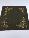 Antique Traditional Applique Hand Embroidered Floral & Butterfly Textile 130x126cm