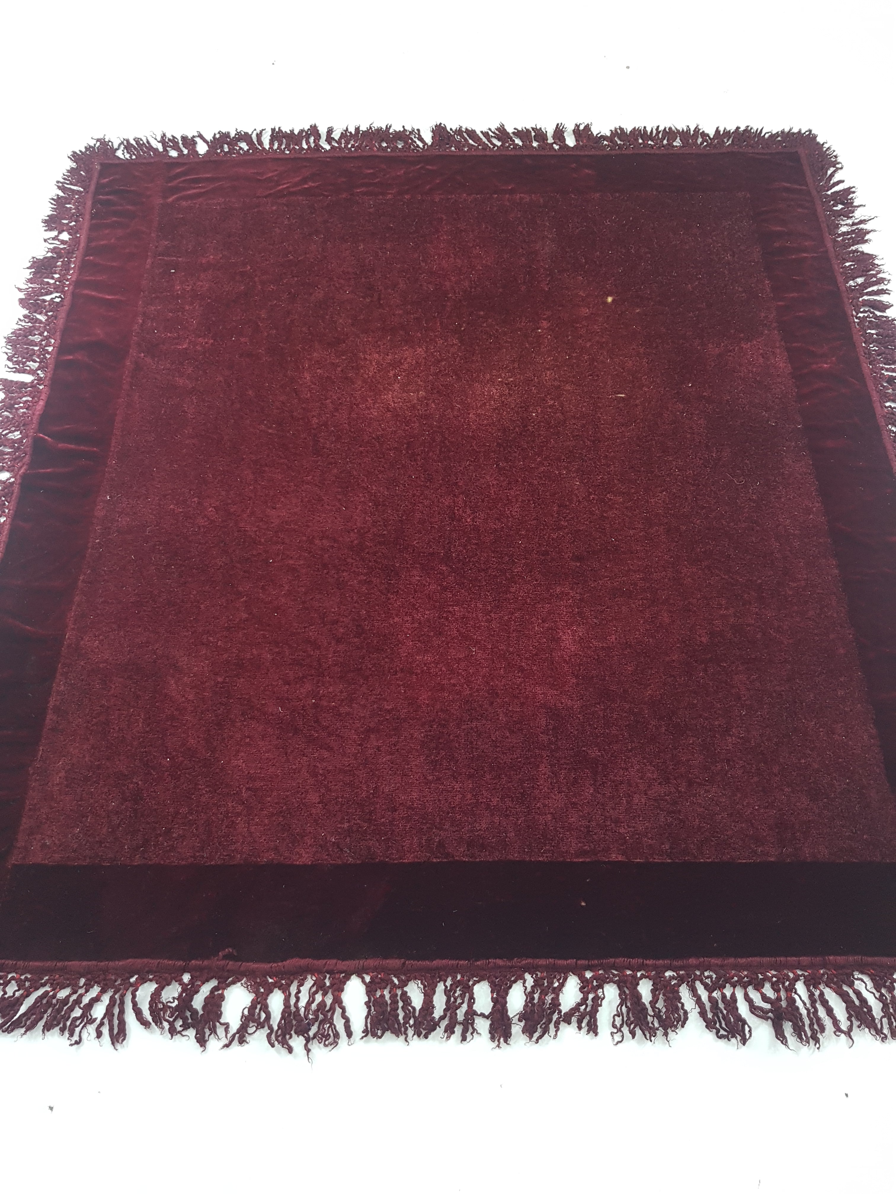 Antique Traditional Burgundy Velvet Coverlet / Blanket Throw 169x155cm