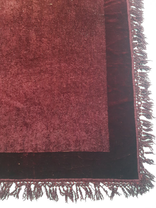 Antique Traditional Burgundy Velvet Coverlet / Blanket Throw 169x155cm