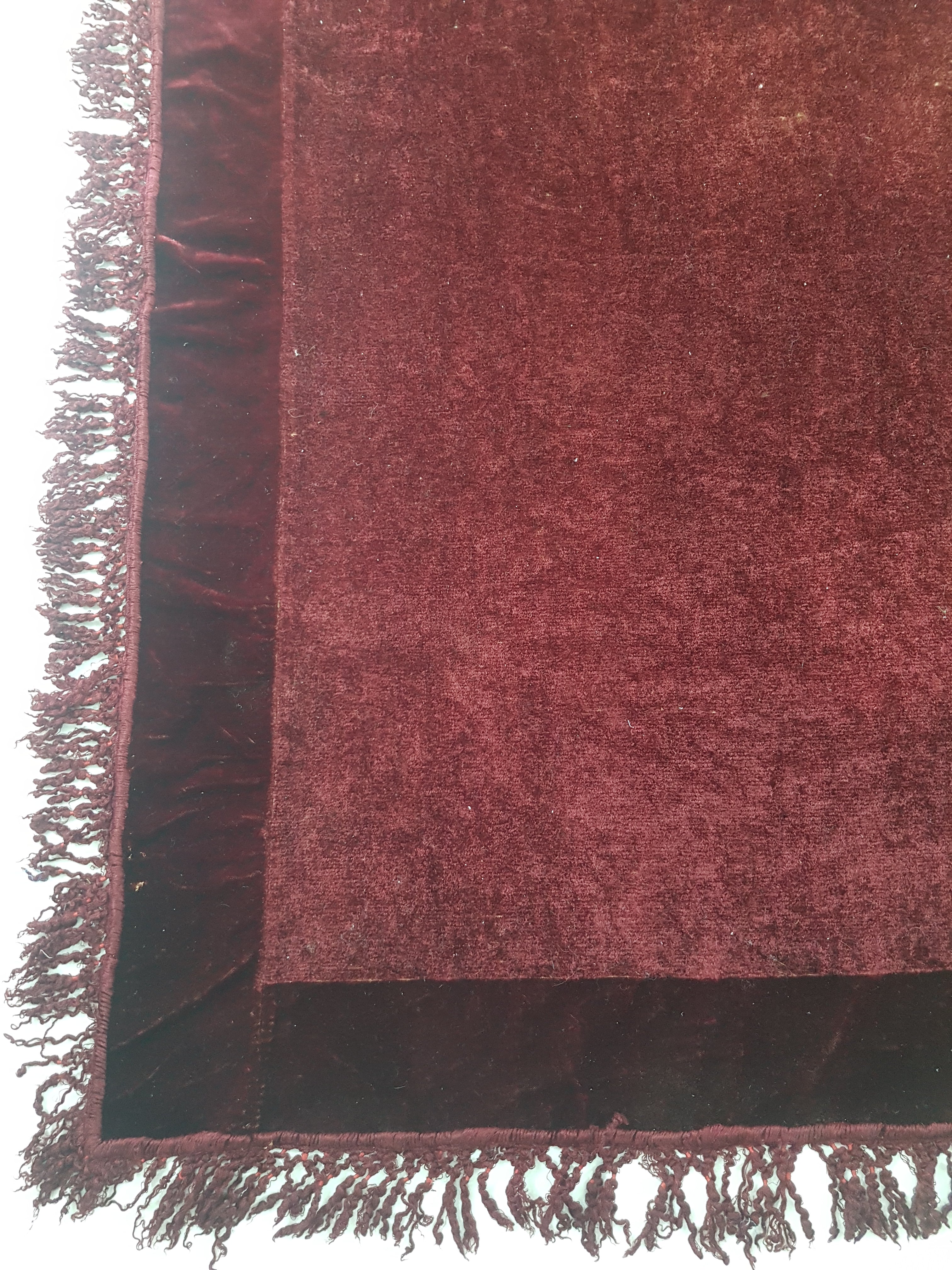 Antique Traditional Burgundy Velvet Coverlet / Blanket Throw 169x155cm