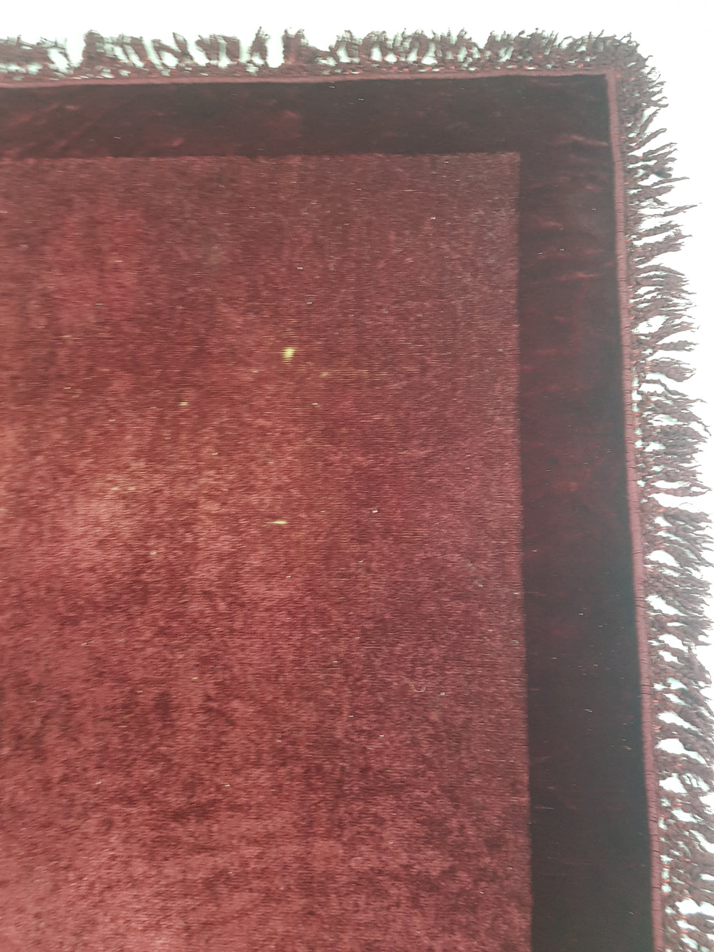 Antique Traditional Burgundy Velvet Coverlet / Blanket Throw 169x155cm