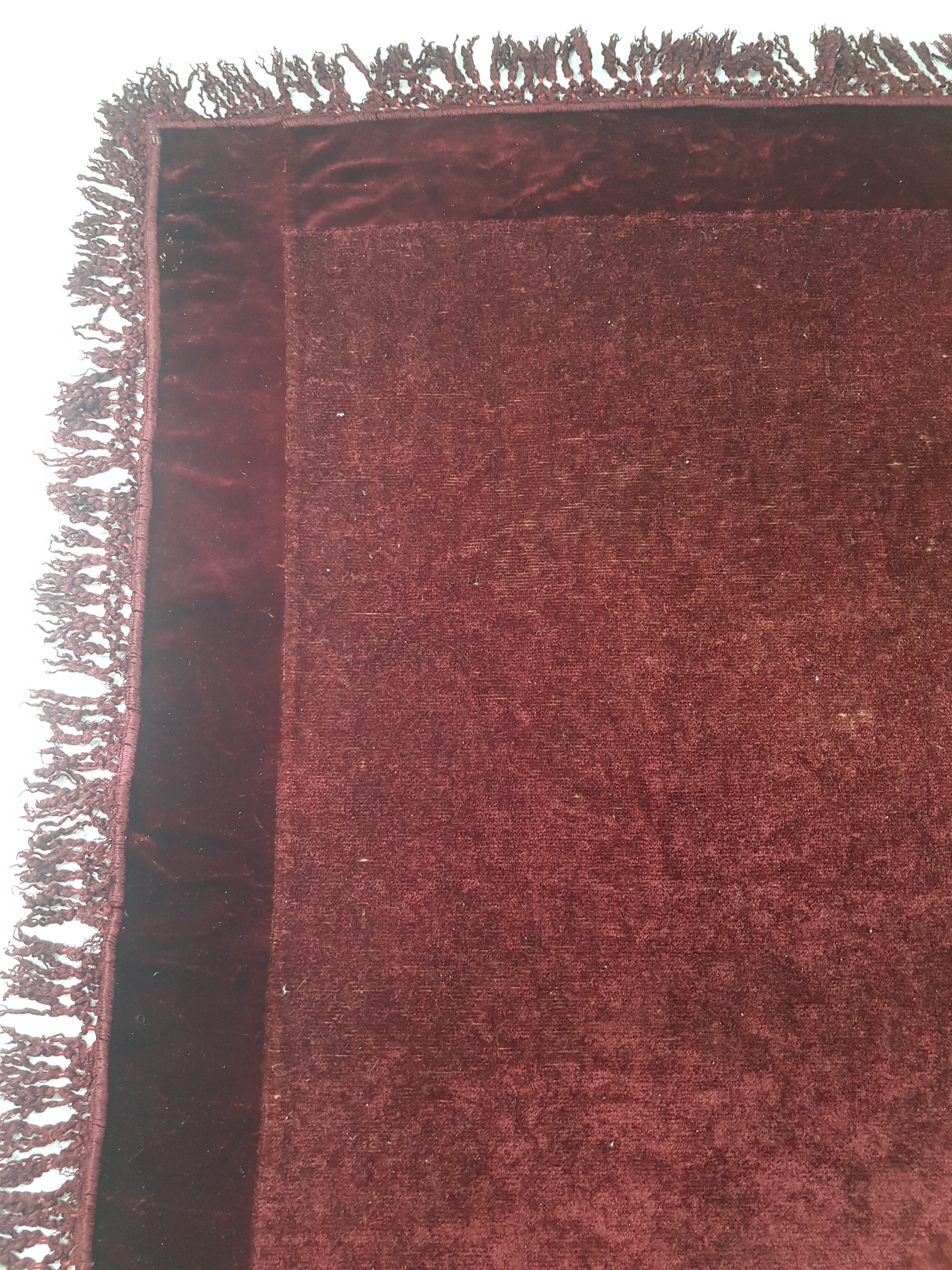 Antique Traditional Burgundy Velvet Coverlet / Blanket Throw 169x155cm