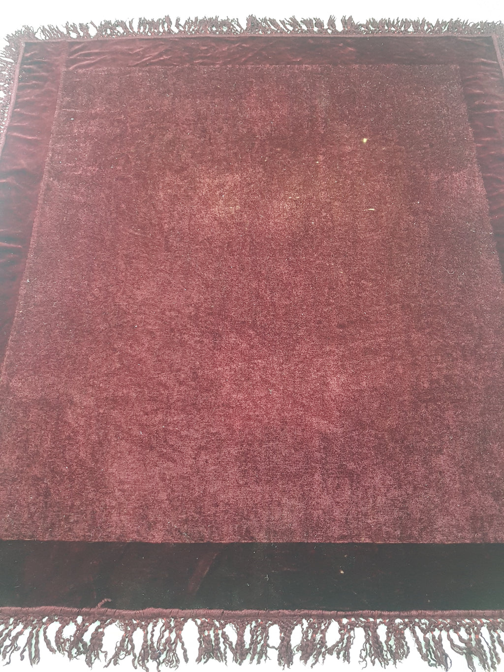 Antique Traditional Burgundy Velvet Coverlet / Blanket Throw 169x155cm