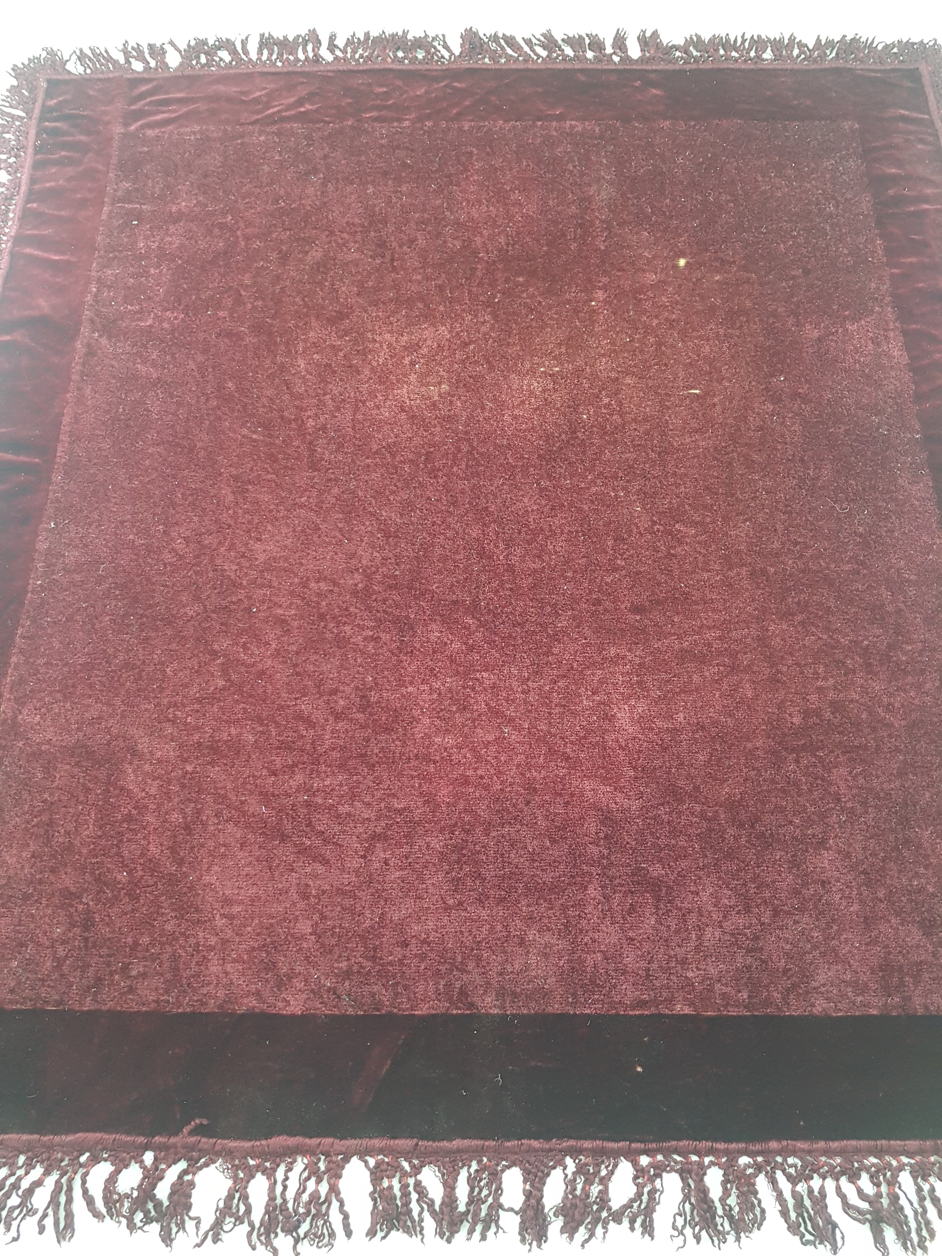 Antique Traditional Burgundy Velvet Coverlet / Blanket Throw 169x155cm