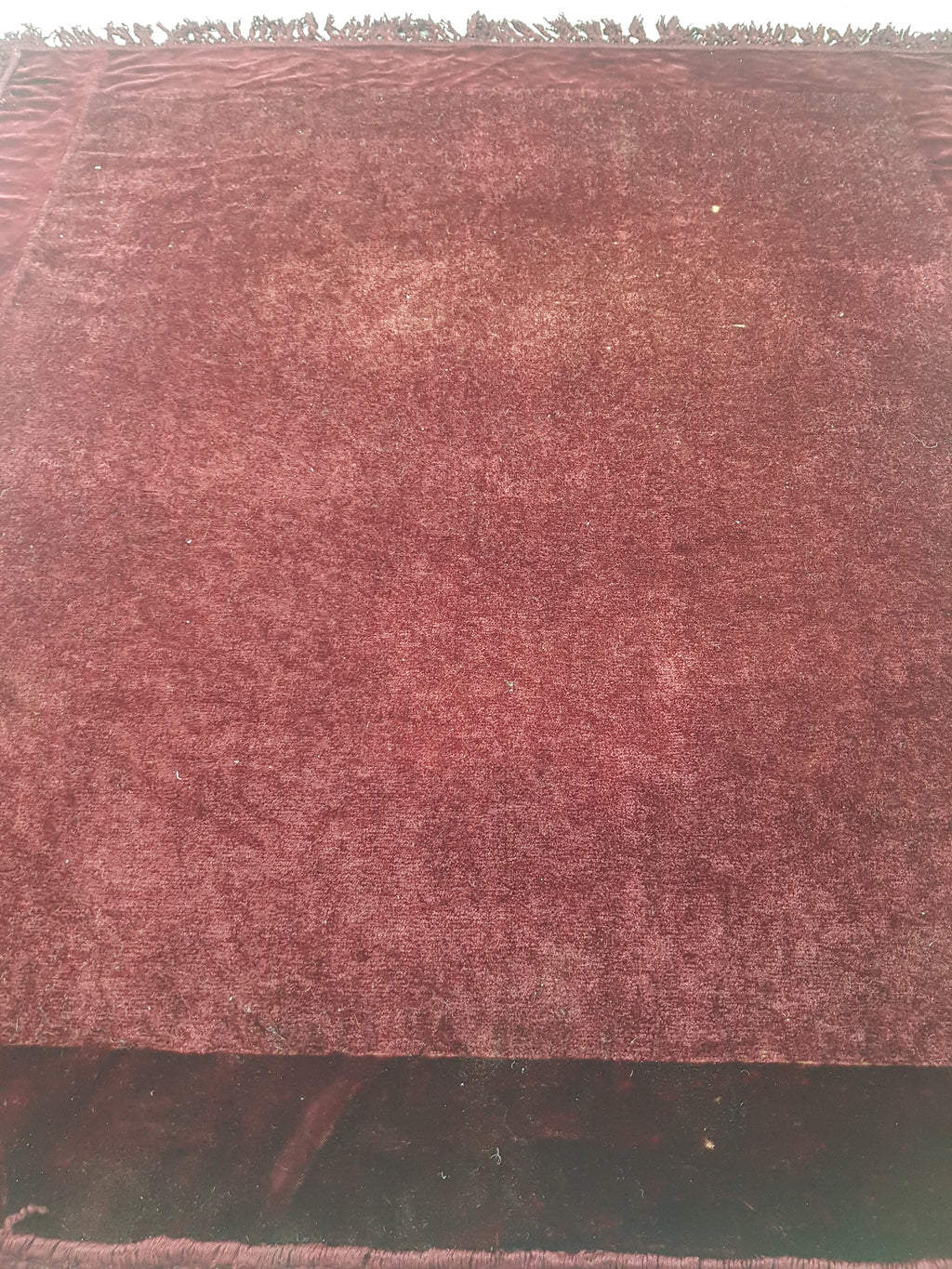 Antique Traditional Burgundy Velvet Coverlet / Blanket Throw 169x155cm