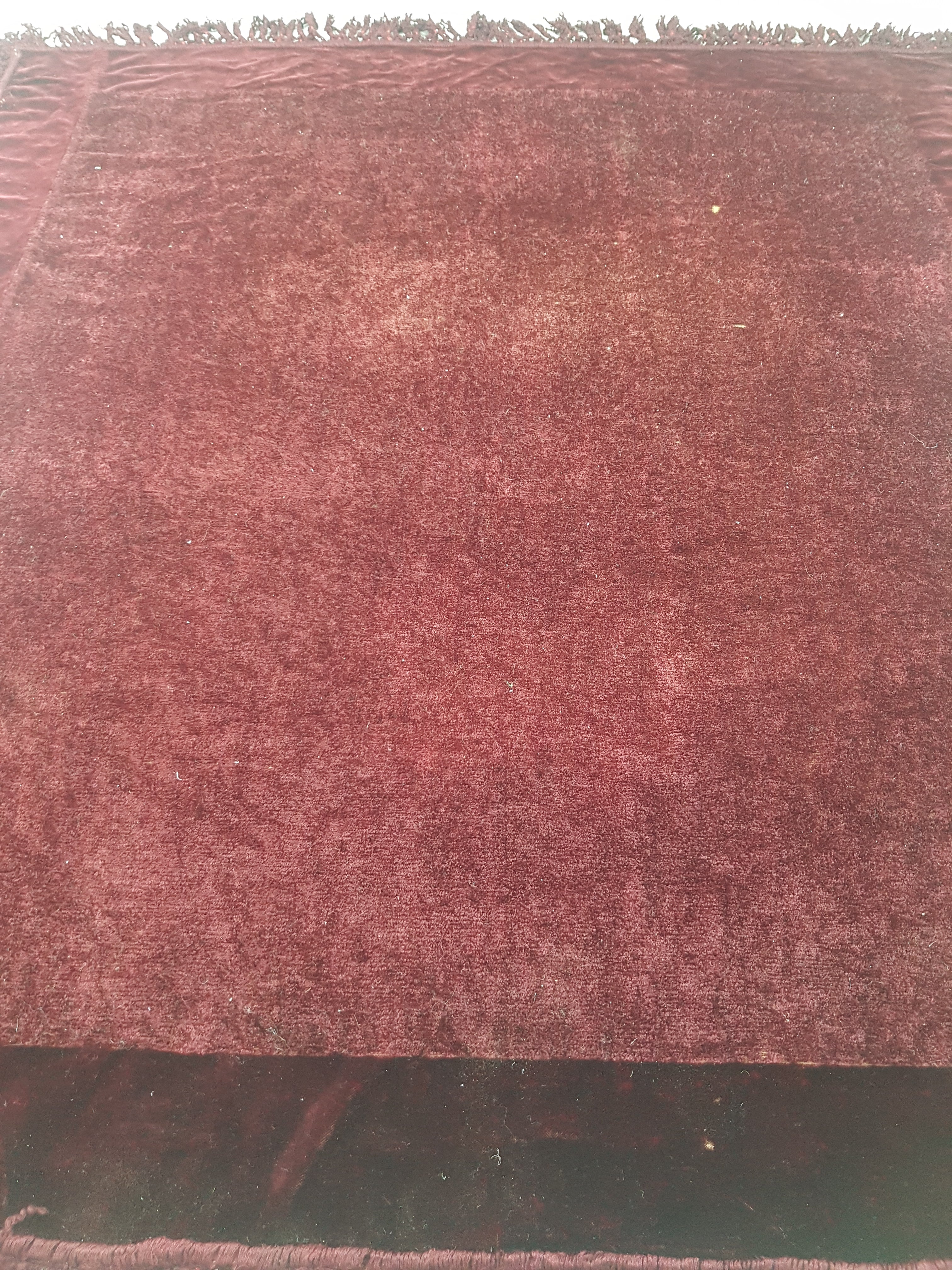 Antique Traditional Burgundy Velvet Coverlet / Blanket Throw 169x155cm