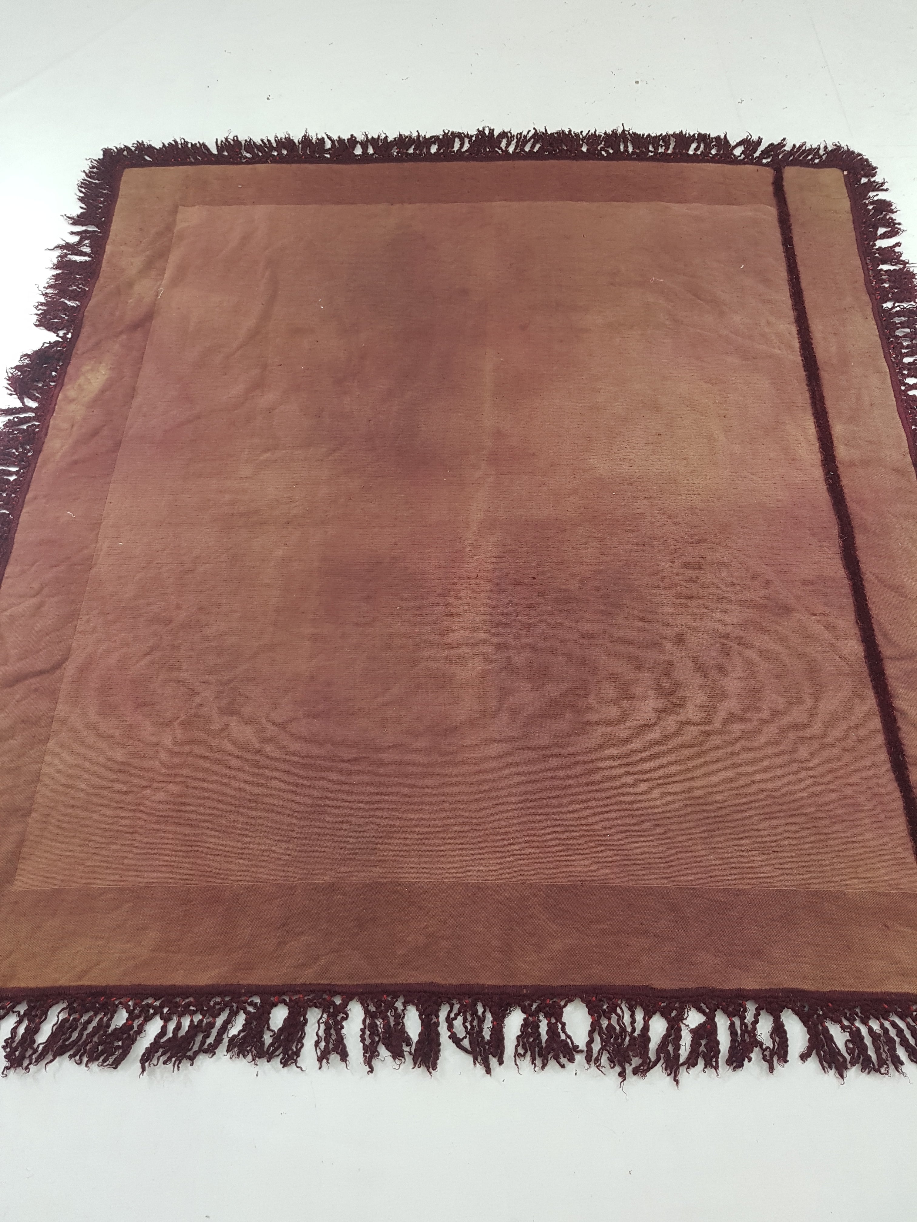 Antique Traditional Burgundy Velvet Coverlet / Blanket Throw 169x155cm