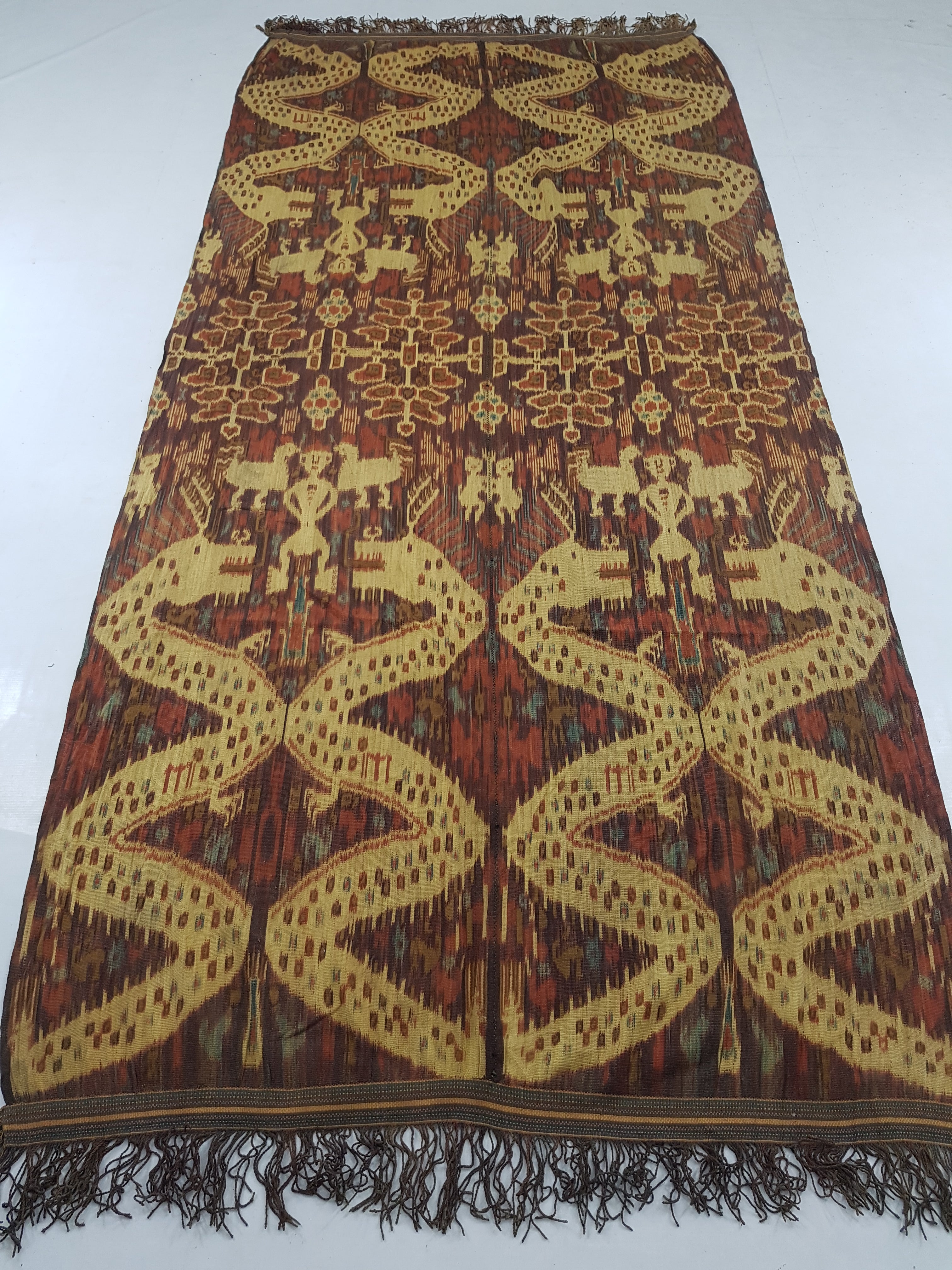 Vintage Indonesian Handwoven Sumba Ikat Vertical Seam Textile 266x125cm