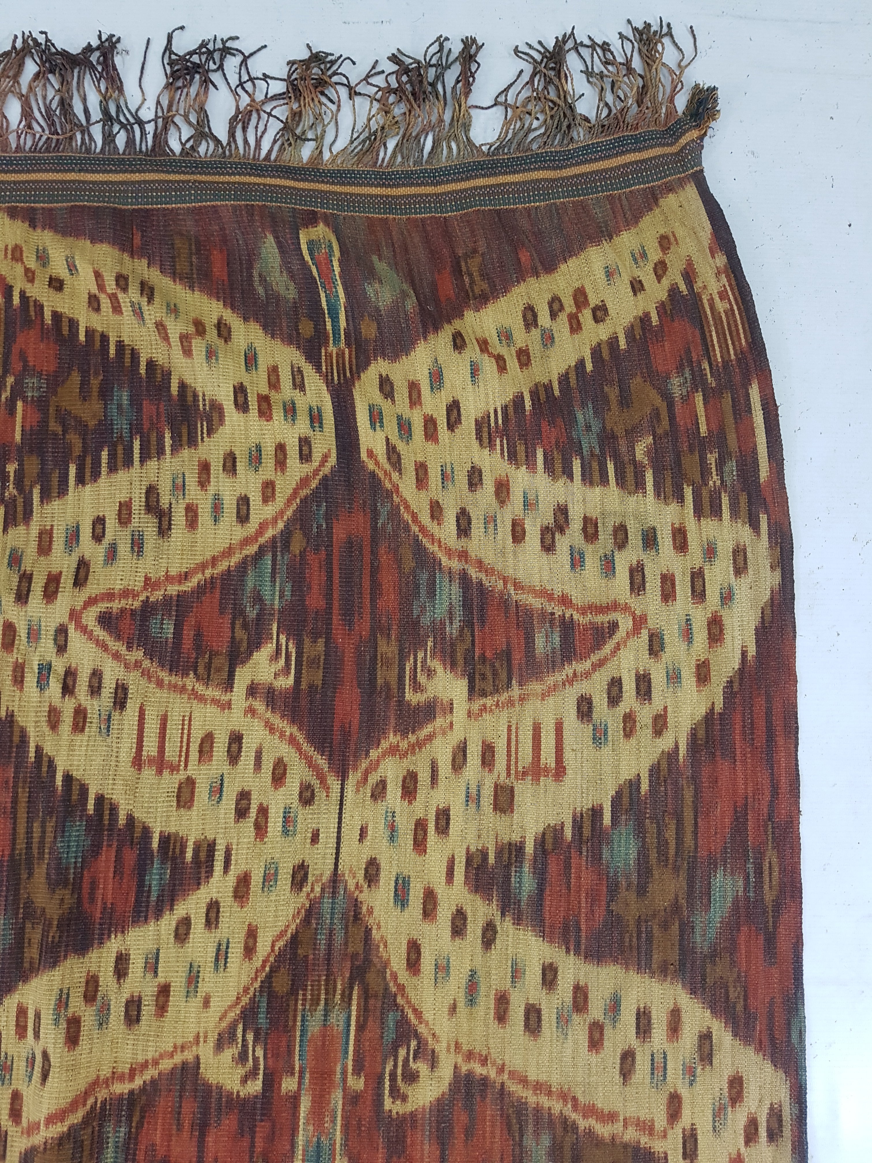 Vintage Indonesian Handwoven Sumba Ikat Vertical Seam Textile 266x125cm