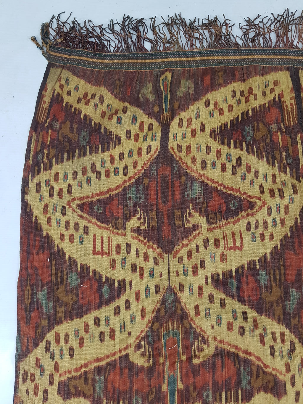 Vintage Indonesian Handwoven Sumba Ikat Vertical Seam Textile 266x125cm