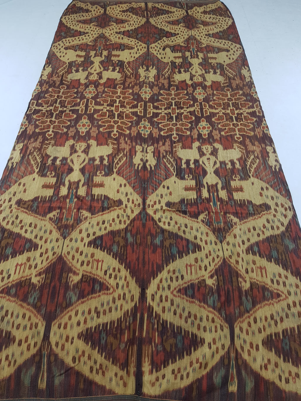 Vintage Indonesian Handwoven Sumba Ikat Vertical Seam Textile 266x125cm