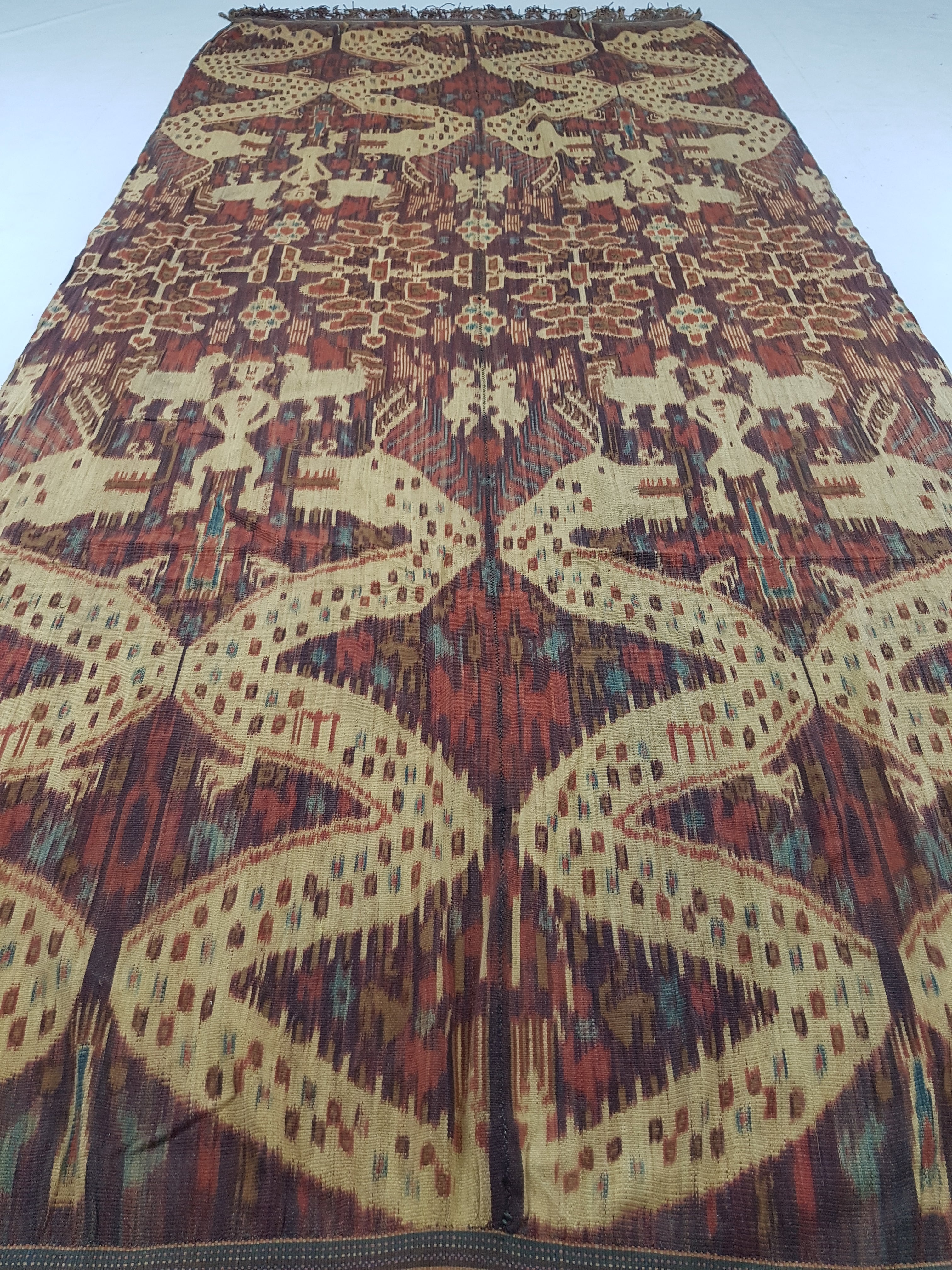 Vintage Indonesian Handwoven Sumba Ikat Vertical Seam Textile 266x125cm