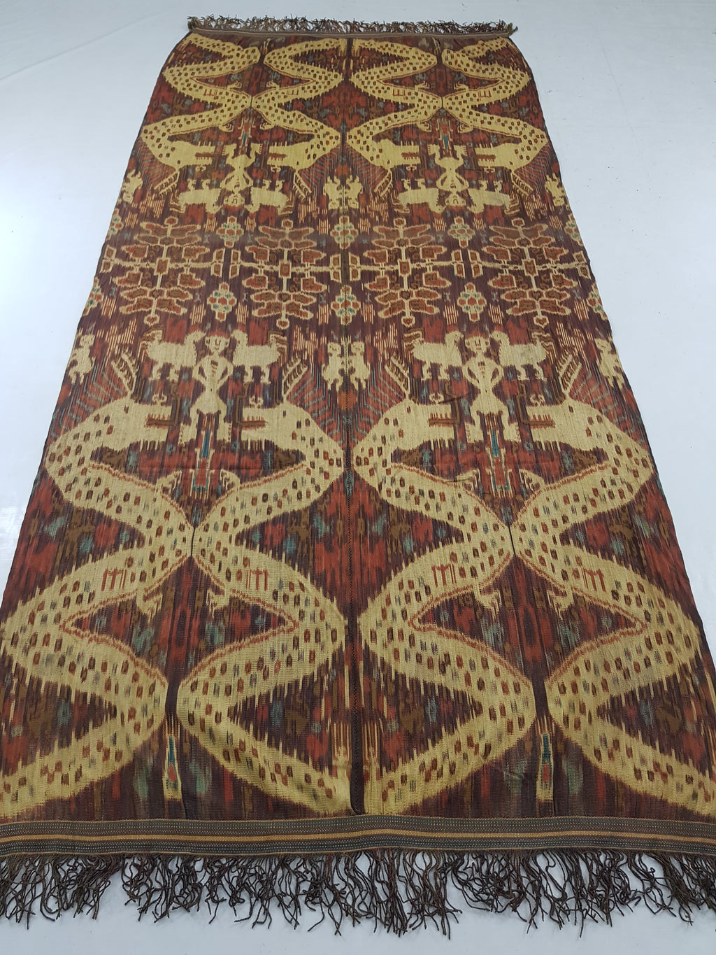 Vintage Indonesian Handwoven Sumba Ikat Vertical Seam Textile 266x125cm