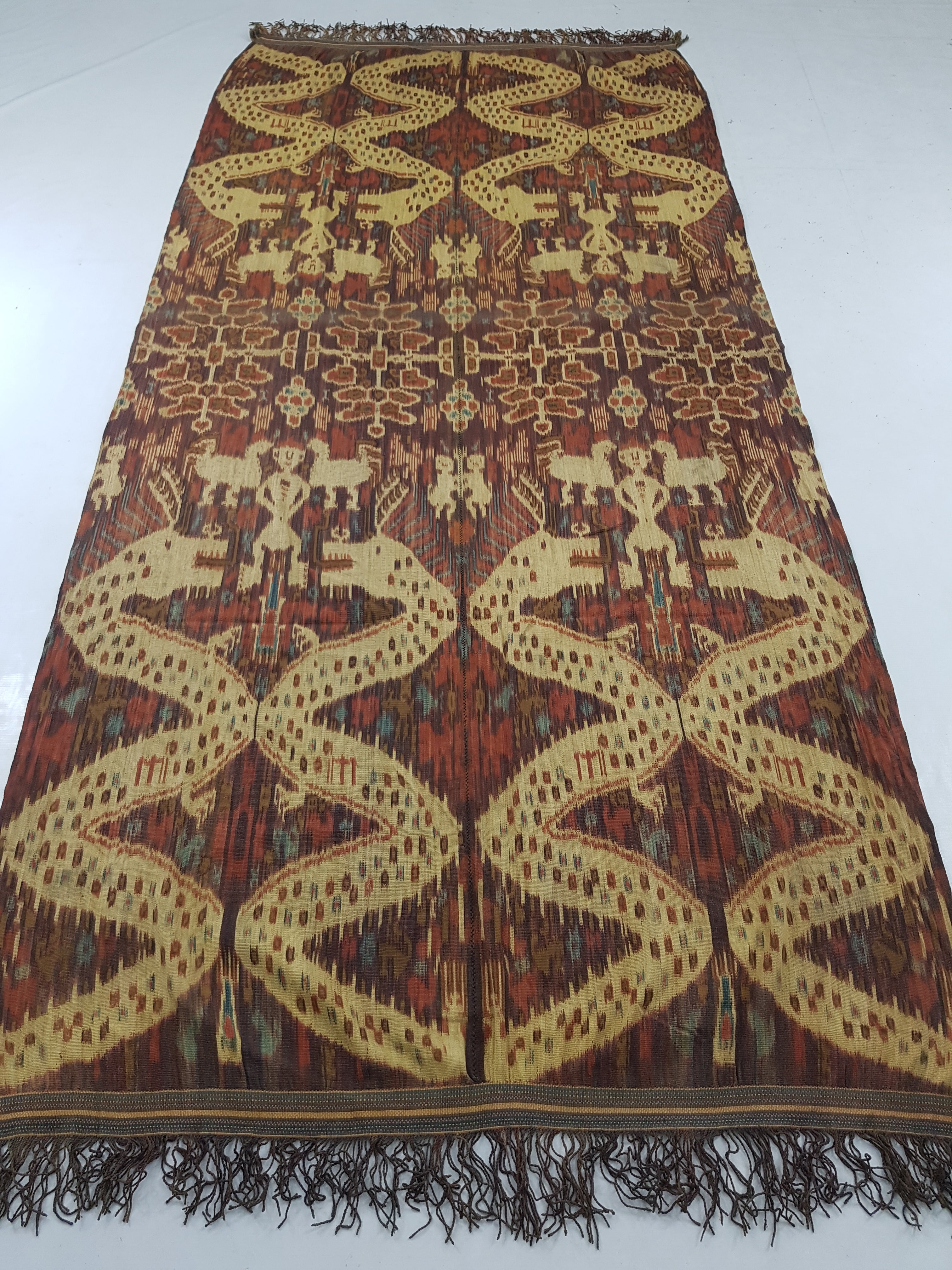 Vintage Indonesian Handwoven Sumba Ikat Vertical Seam Textile 266x125cm