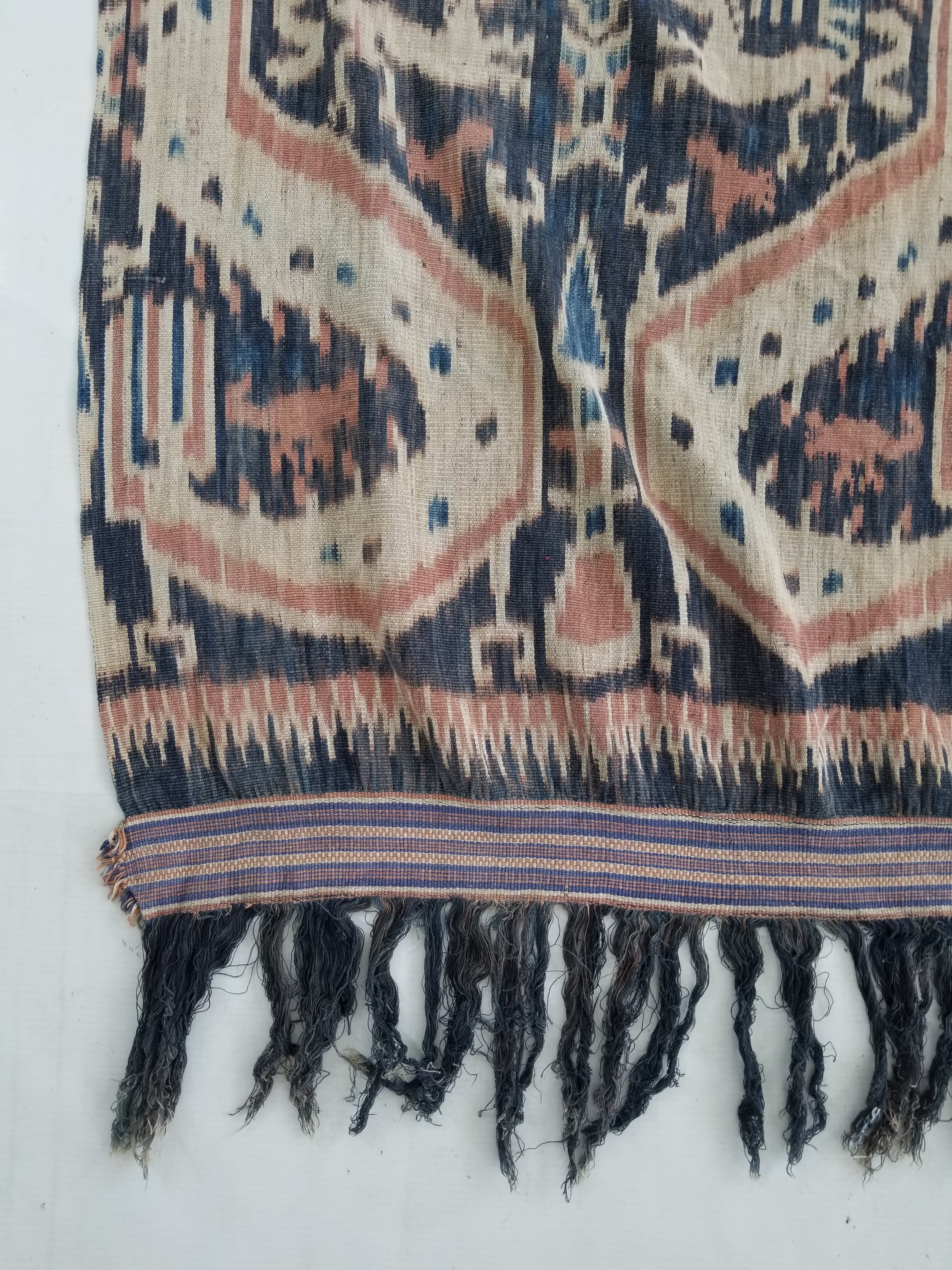 Vintage Indonesian Handwoven Sumba Ikat Vertical Seam Textile 223x120cm