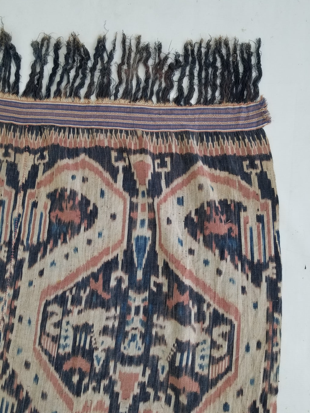 Vintage Indonesian Handwoven Sumba Ikat Vertical Seam Textile 223x120cm