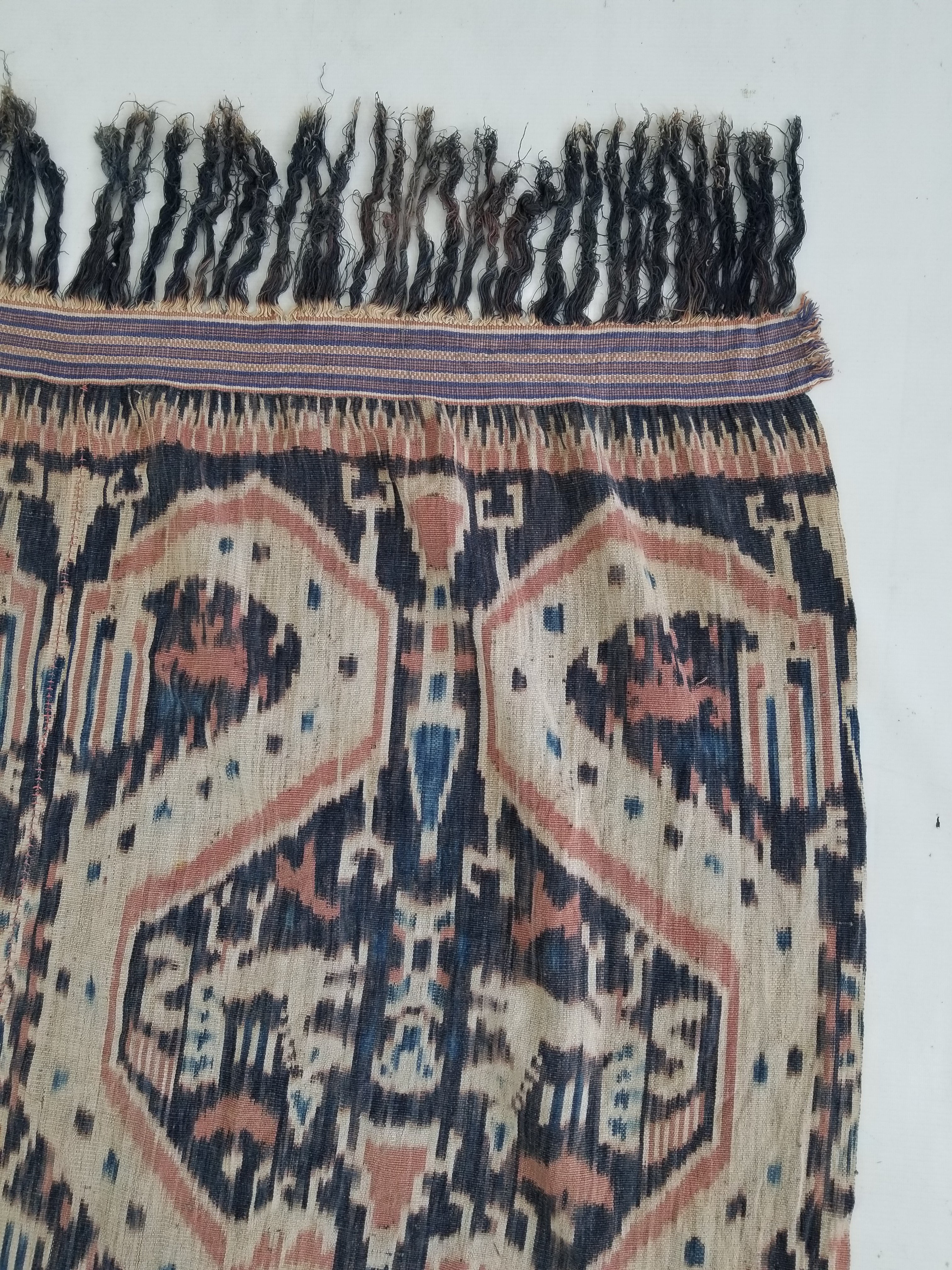 Vintage Indonesian Handwoven Sumba Ikat Vertical Seam Textile 223x120cm