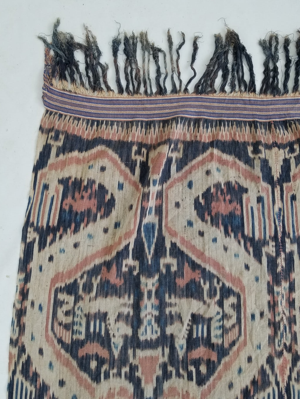 Vintage Indonesian Handwoven Sumba Ikat Vertical Seam Textile 223x120cm