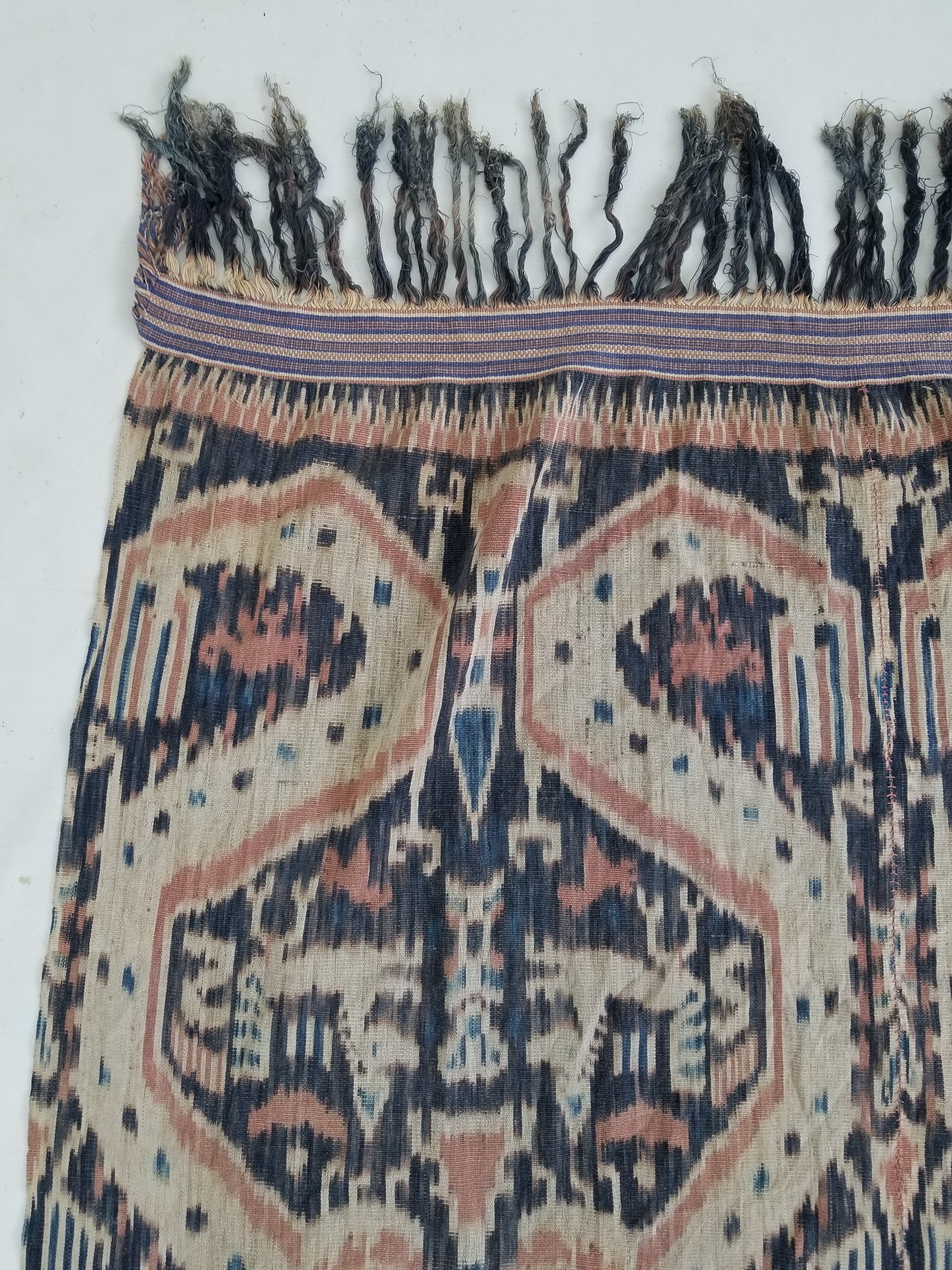 Vintage Indonesian Handwoven Sumba Ikat Vertical Seam Textile 223x120cm