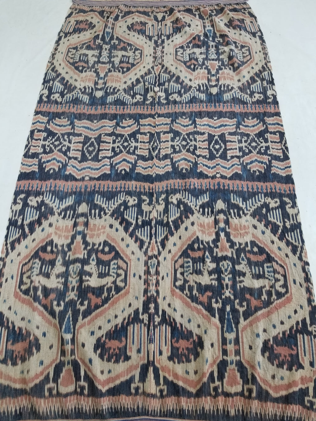 Vintage Indonesian Handwoven Sumba Ikat Vertical Seam Textile 223x120cm