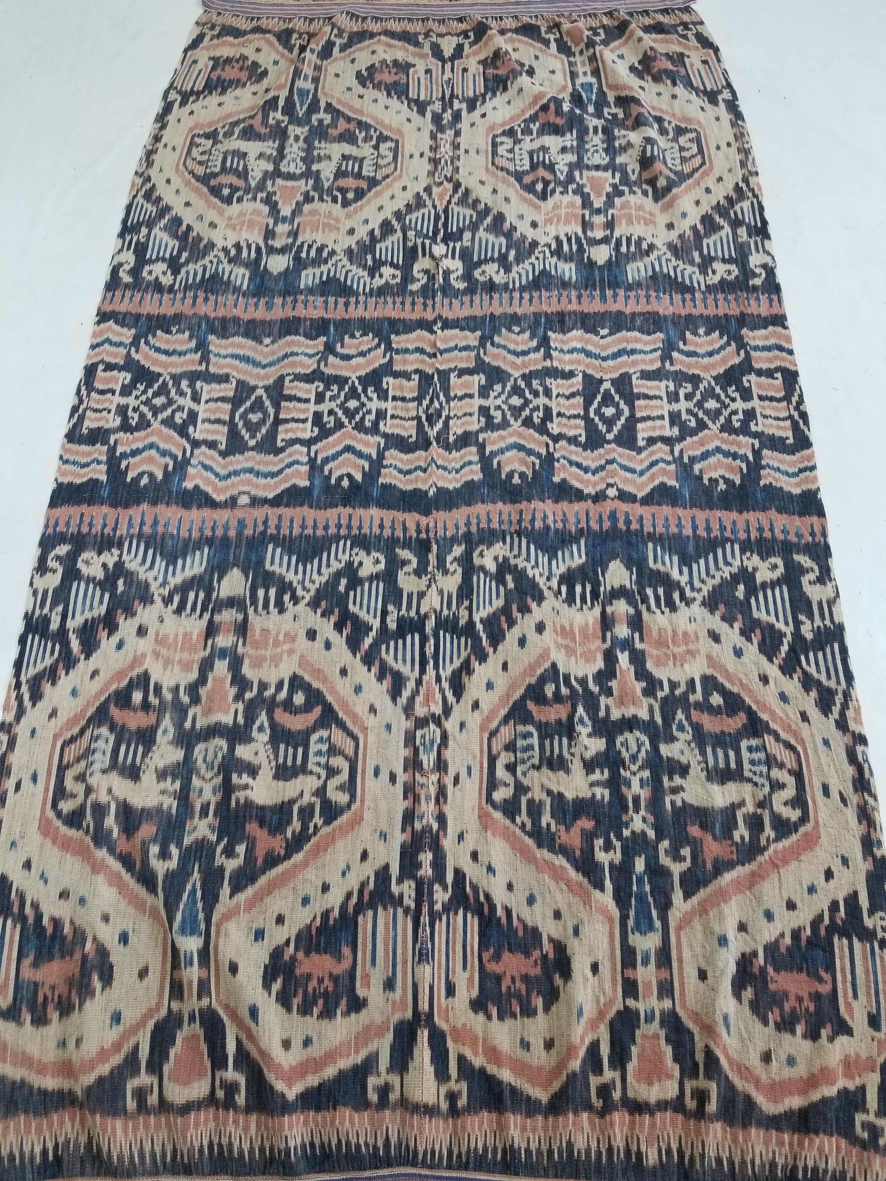 Vintage Indonesian Handwoven Sumba Ikat Vertical Seam Textile 223x120cm