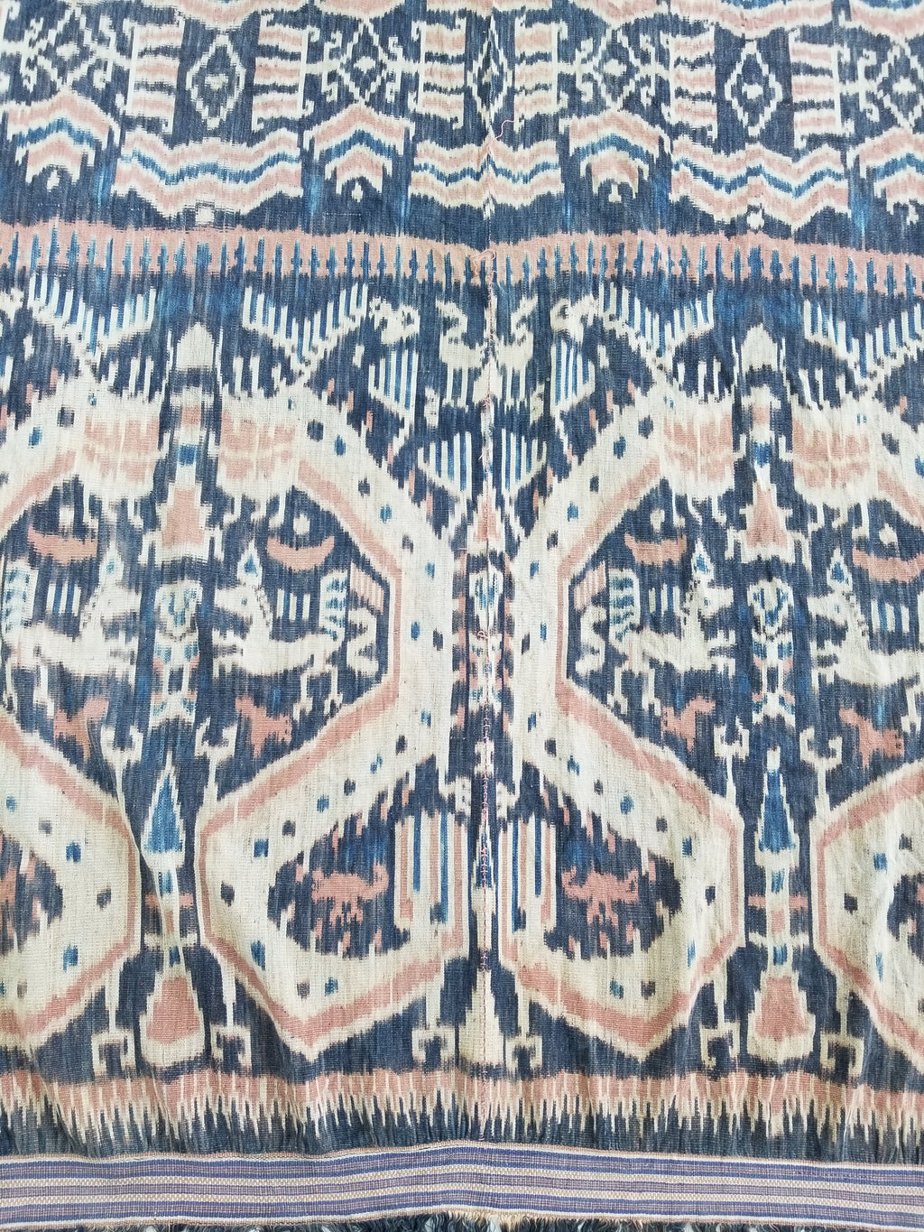 Vintage Indonesian Handwoven Sumba Ikat Vertical Seam Textile 223x120cm