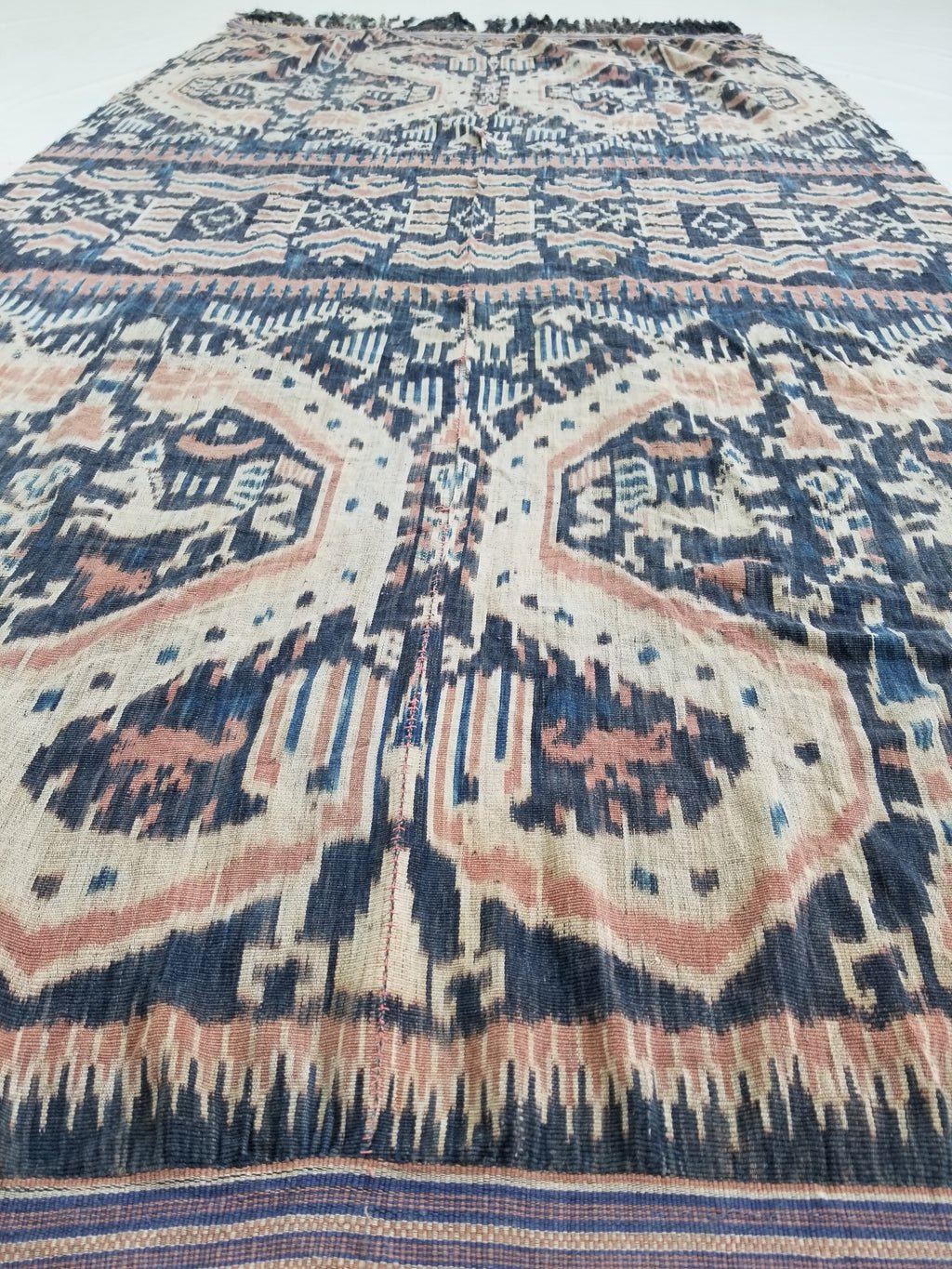 Vintage Indonesian Handwoven Sumba Ikat Vertical Seam Textile 223x120cm
