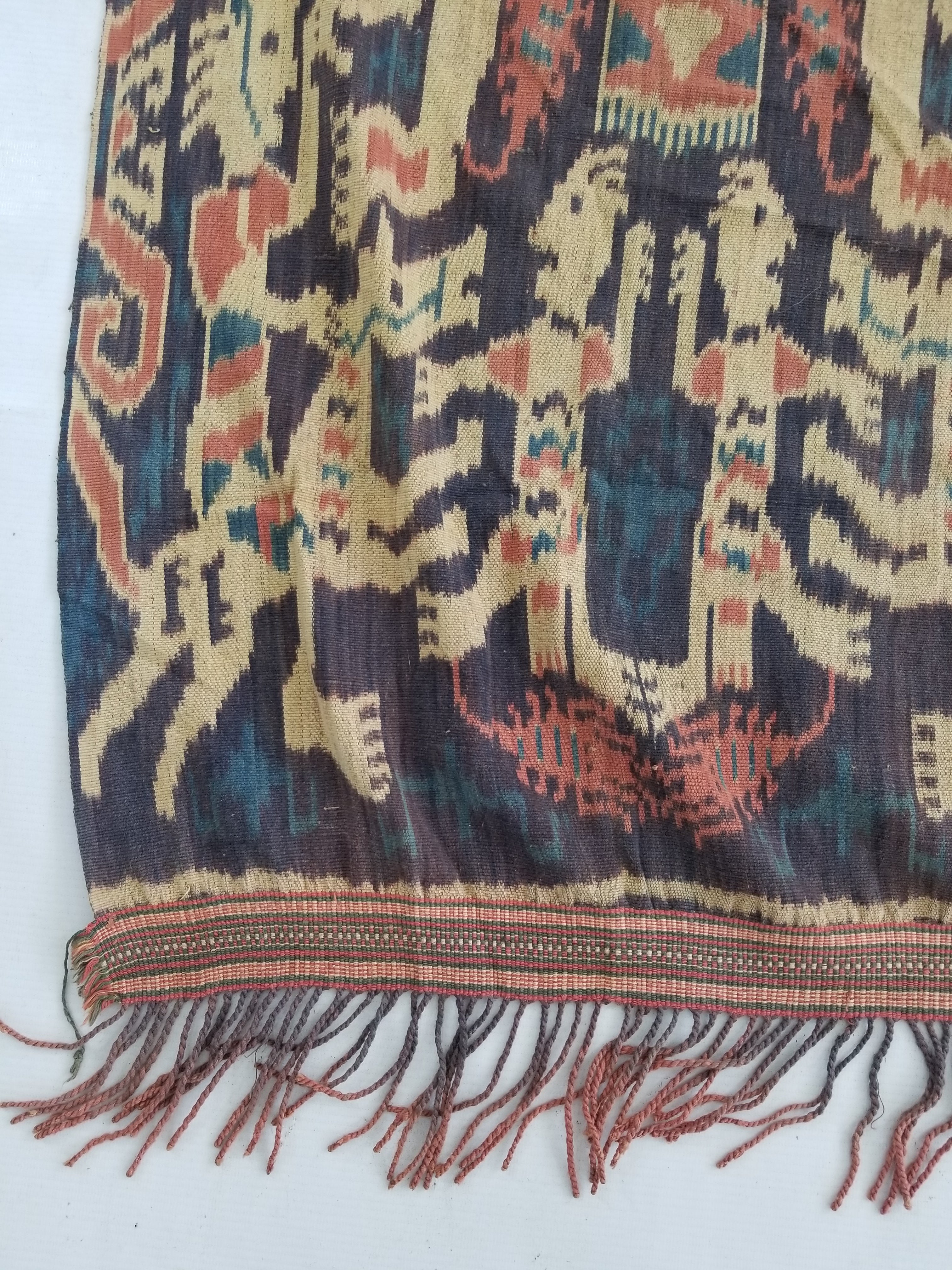 Vintage Indonesian Handwoven Sumba Ikat Vertical Seam Textile 236x107cm