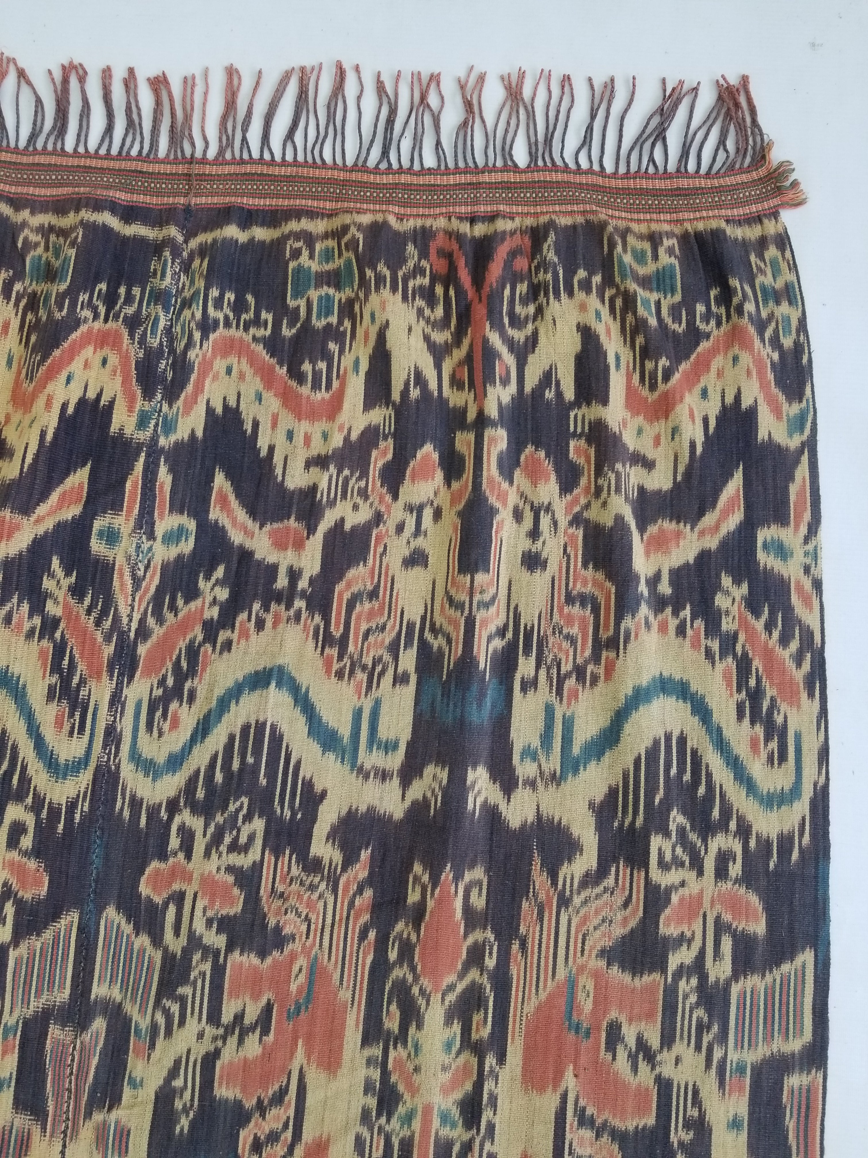 Vintage Indonesian Handwoven Sumba Ikat Vertical Seam Textile 236x107cm