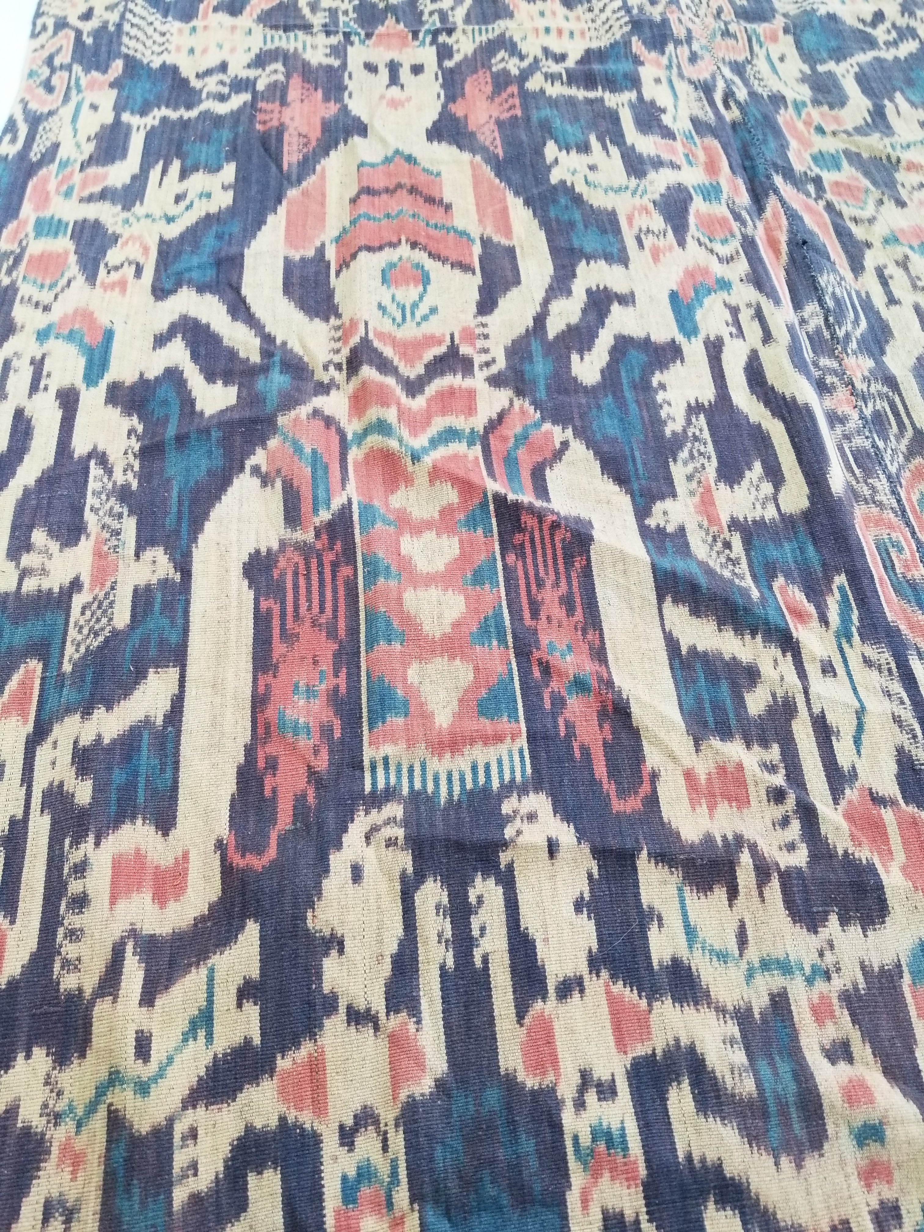 Vintage Indonesian Handwoven Sumba Ikat Vertical Seam Textile 236x107cm
