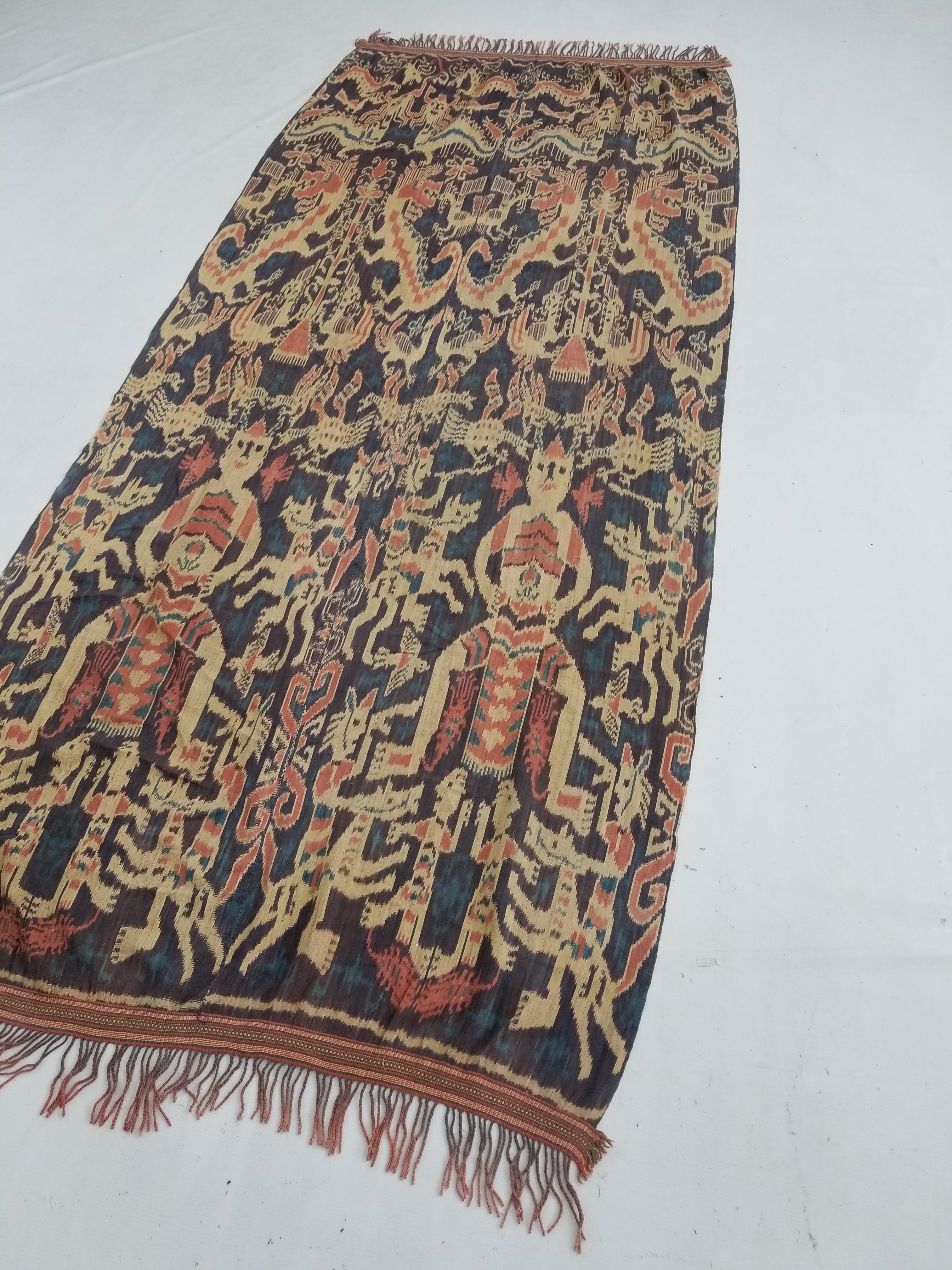 Vintage Indonesian Handwoven Sumba Ikat Vertical Seam Textile 236x107cm