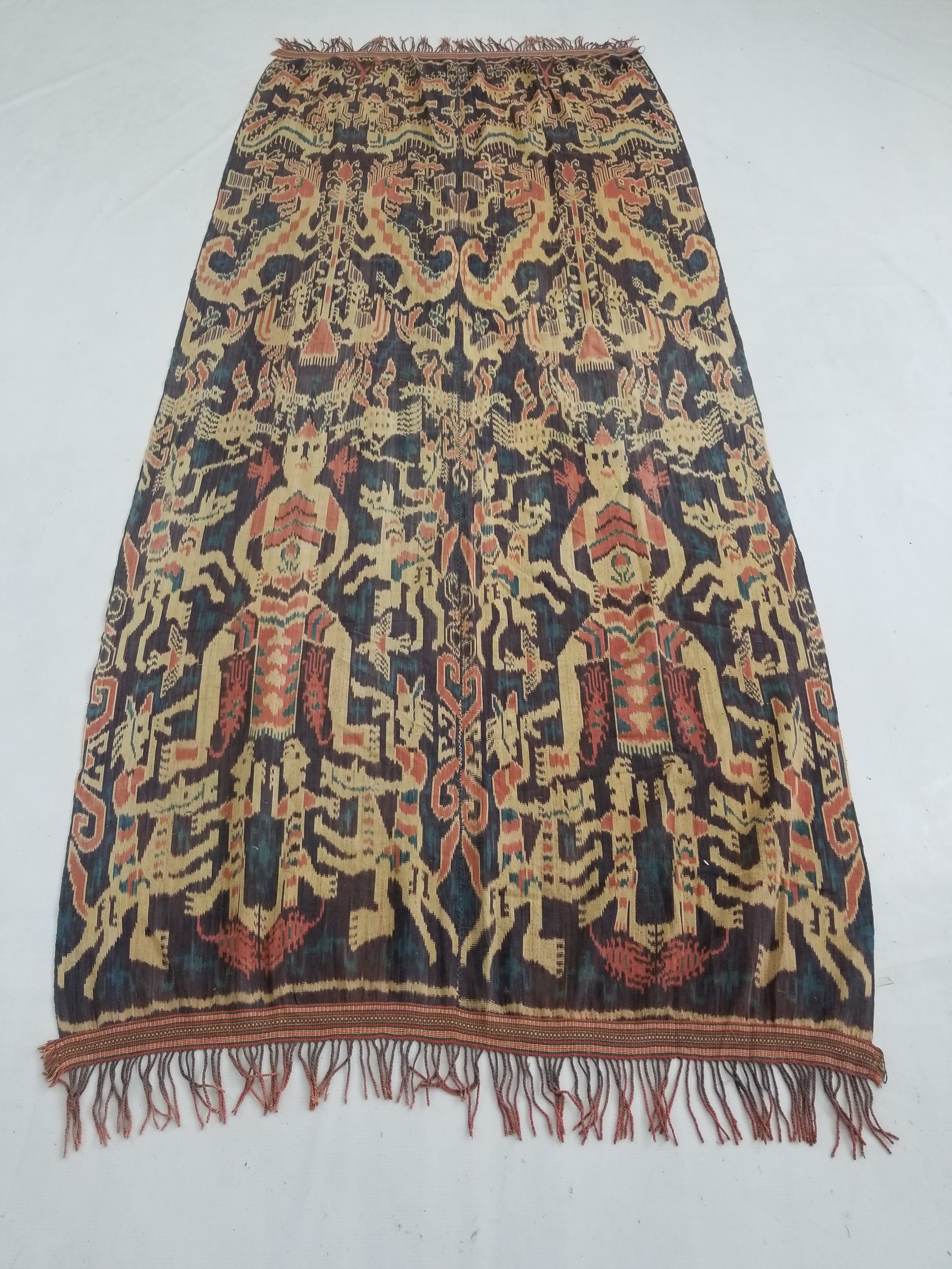 Vintage Indonesian Handwoven Sumba Ikat Vertical Seam Textile 236x107cm