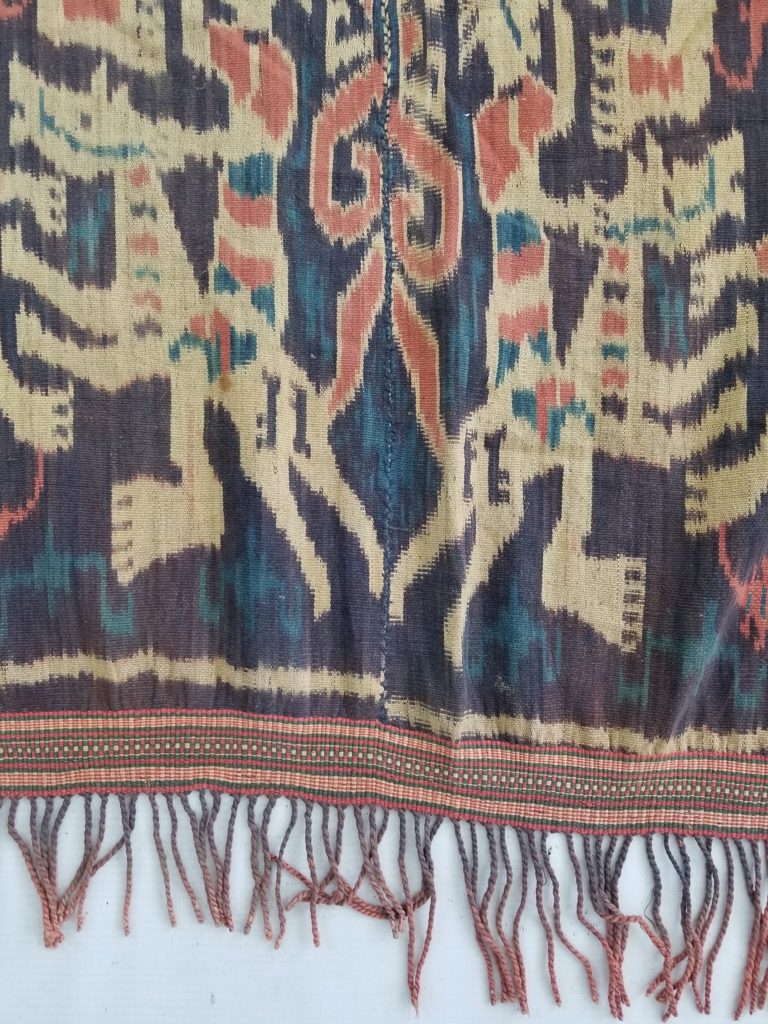 Vintage Indonesian Handwoven Sumba Ikat Vertical Seam Textile 236x107cm