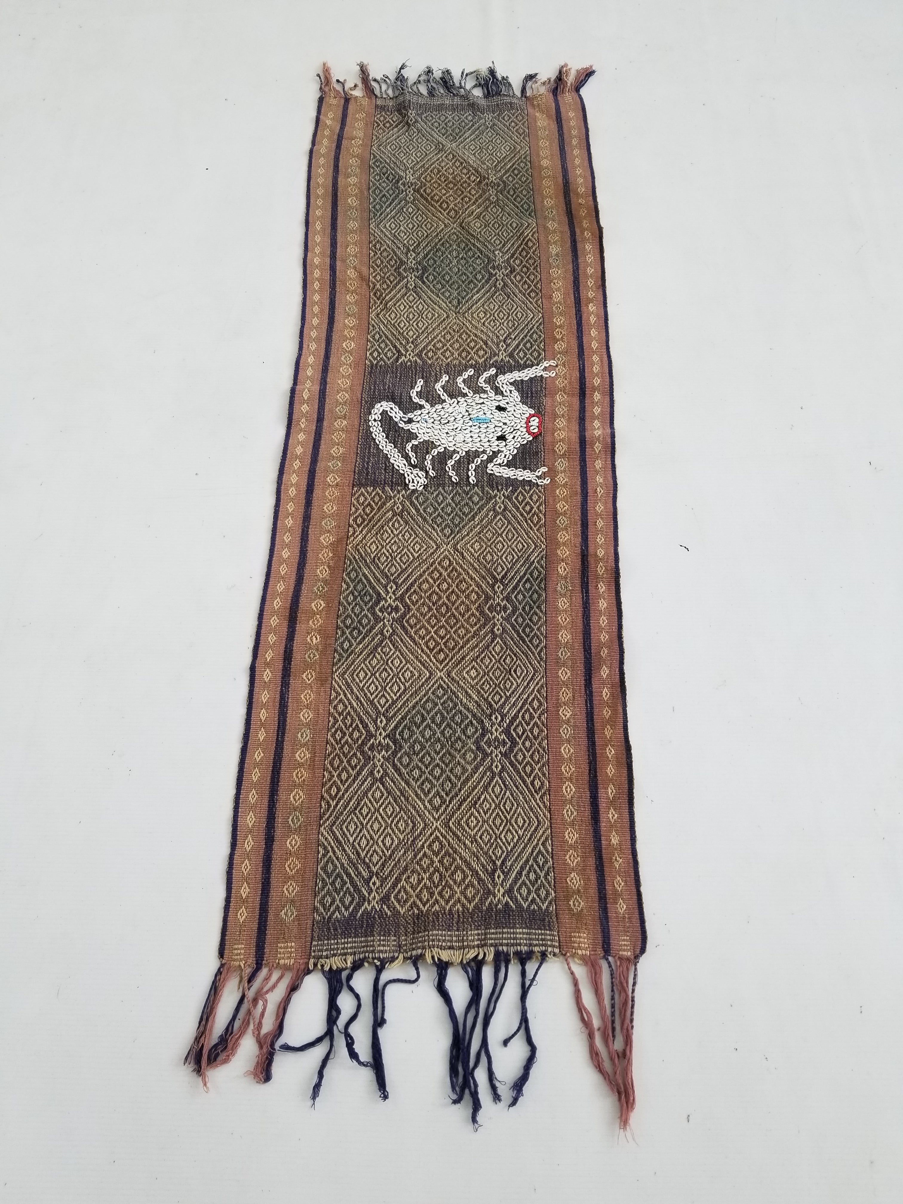 Vintage Indonesian Handwoven Hinggi Songket Ikat Textile Runner 106x35cm
