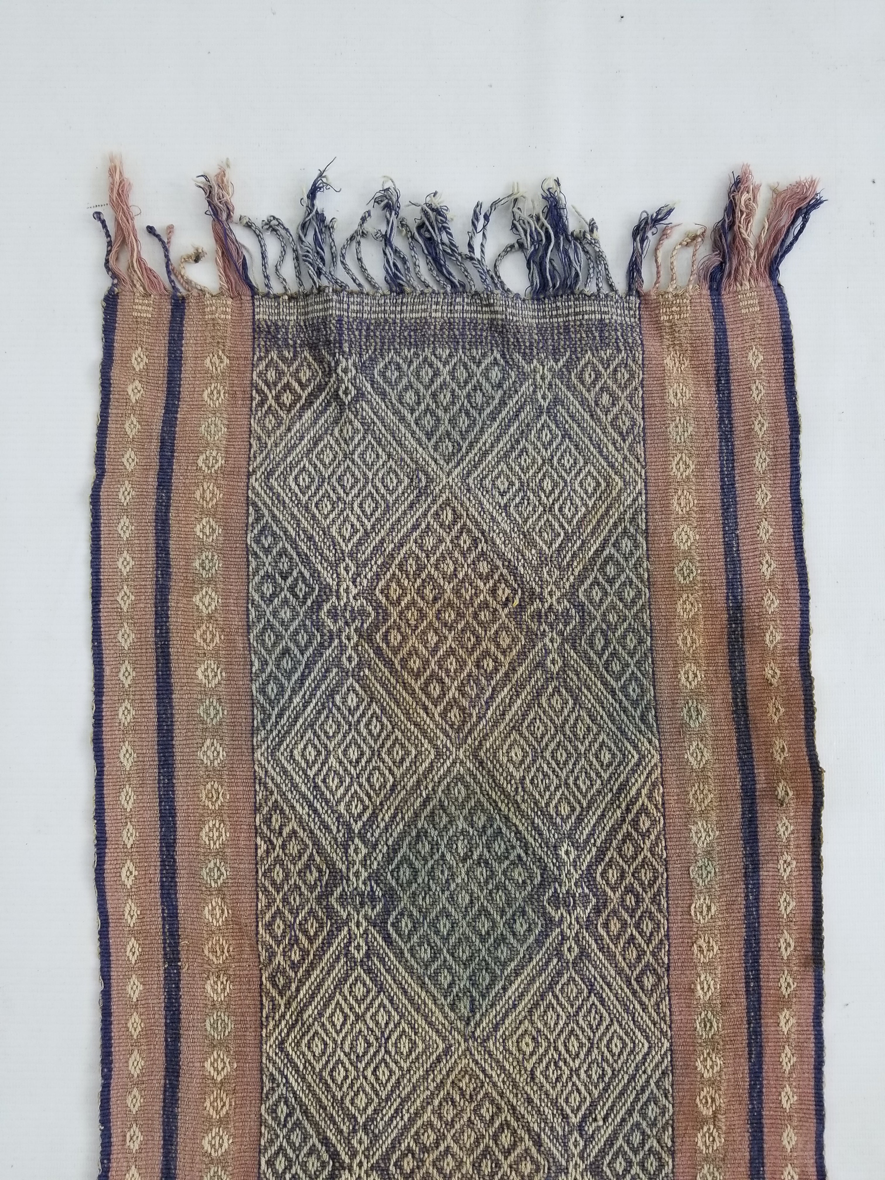 Vintage Indonesian Handwoven Hinggi Songket Ikat Textile Runner 106x35cm