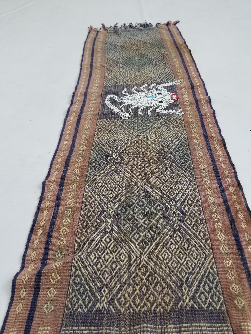 Vintage Indonesian Handwoven Hinggi Songket Ikat Textile Runner 106x35cm