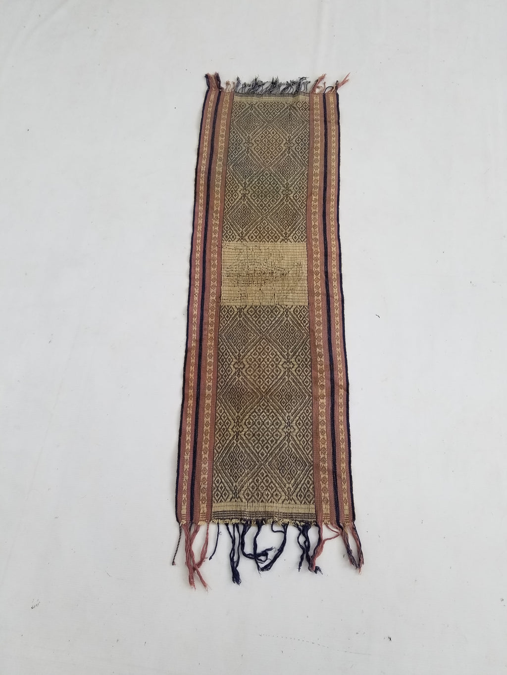 Vintage Indonesian Handwoven Hinggi Songket Ikat Textile Runner 106x35cm