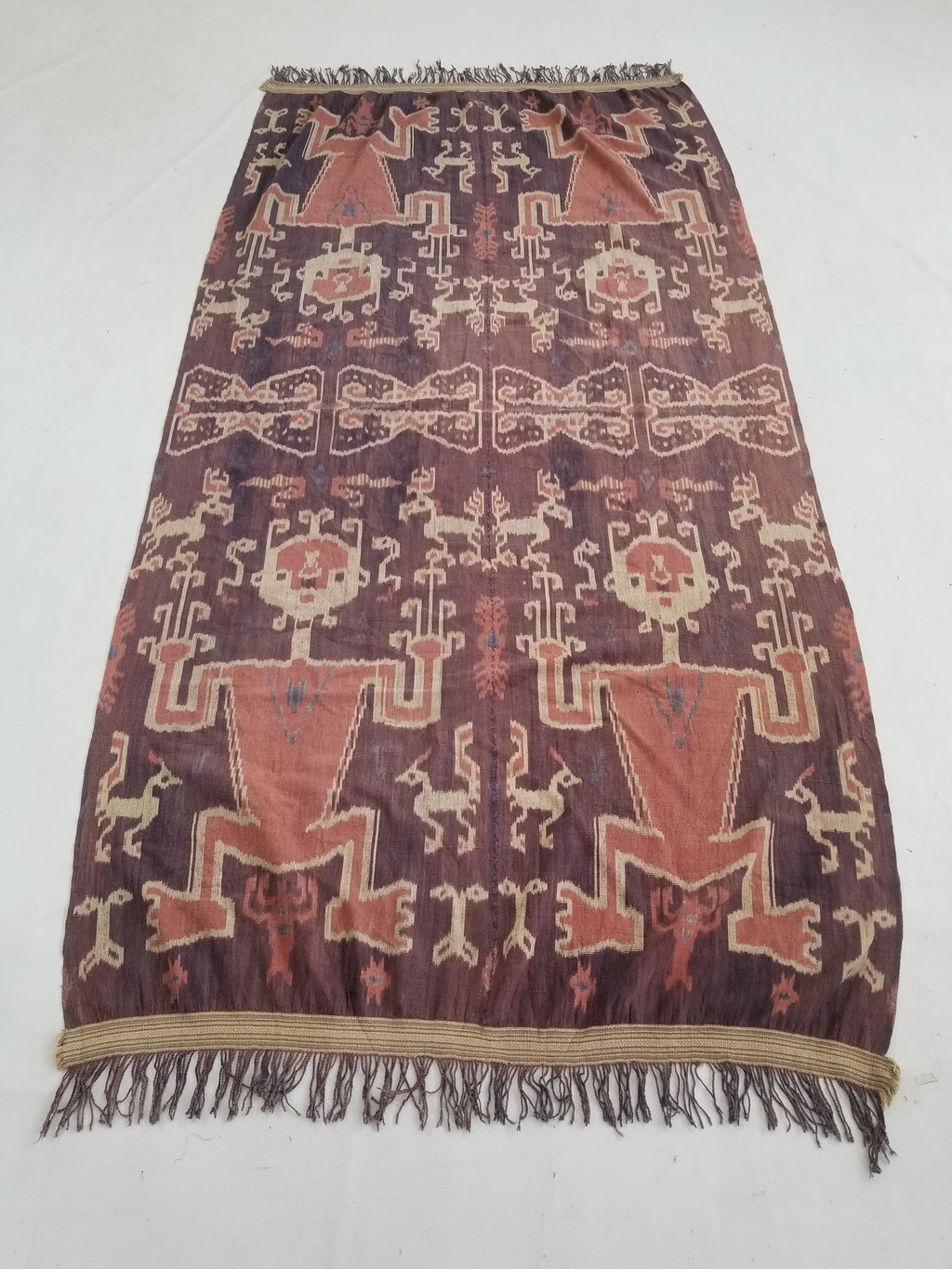 Vintage Indonesian Handwoven Sumba Ikat Vertical Seam Textile 210x109cm